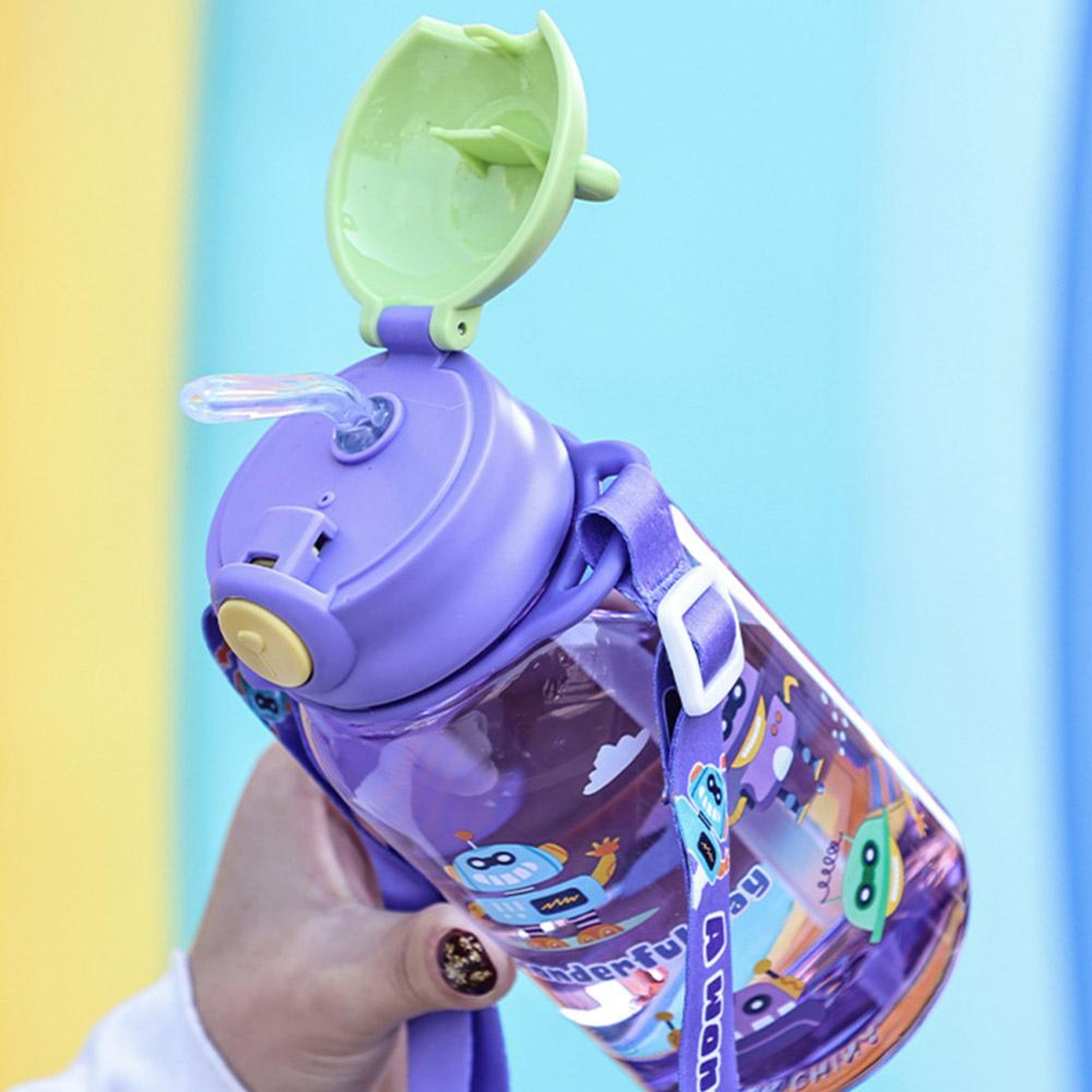 Cute Kids Water Bottle, Leakproof School Cup, Portable Straw Water Bottle for Children – view 2