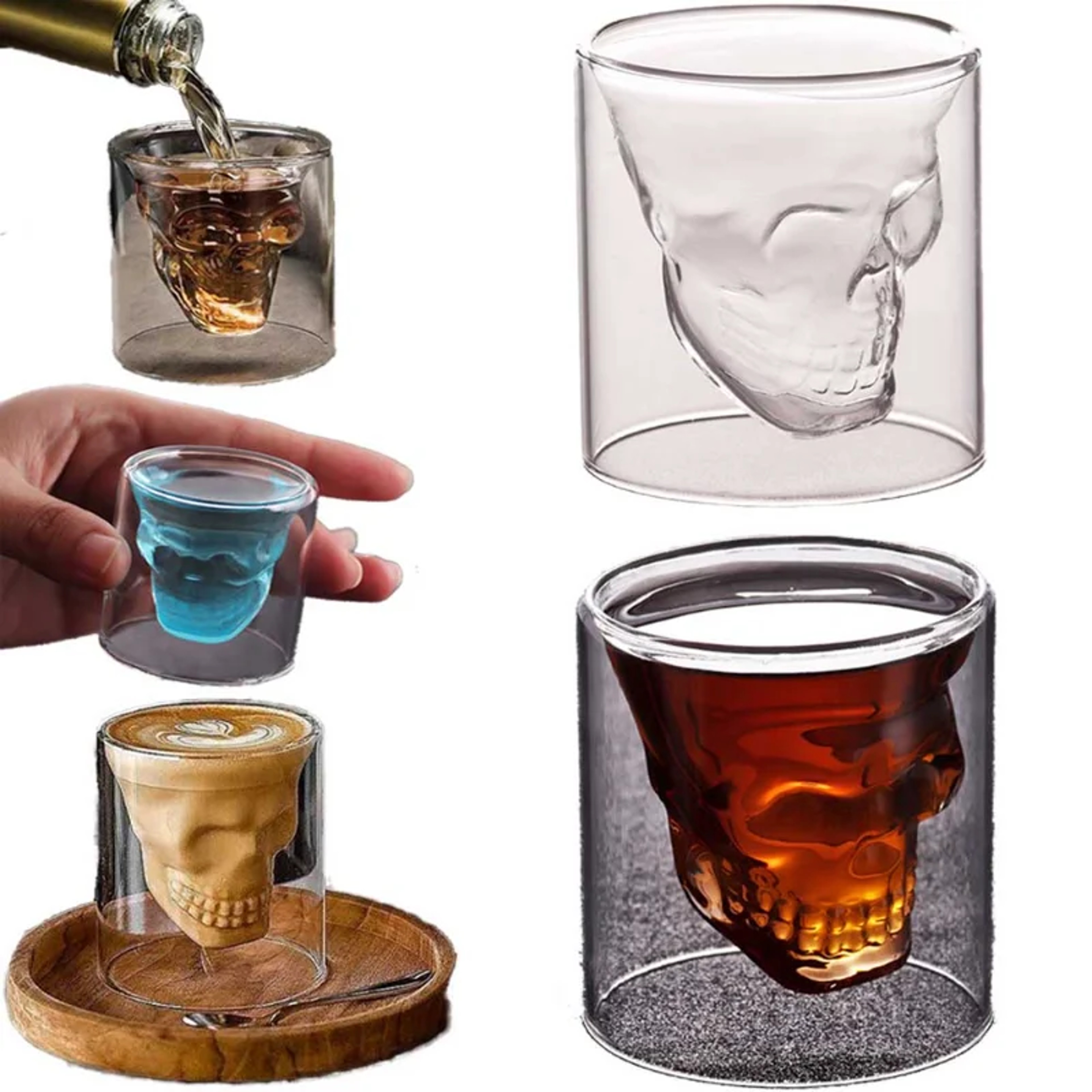 Wine Glass Cup, Crystal Cocktail Glass, Double Bottom Mug, Whisky Bar ware, Beer Drink ware, Coffee Drinking Cup – view 2