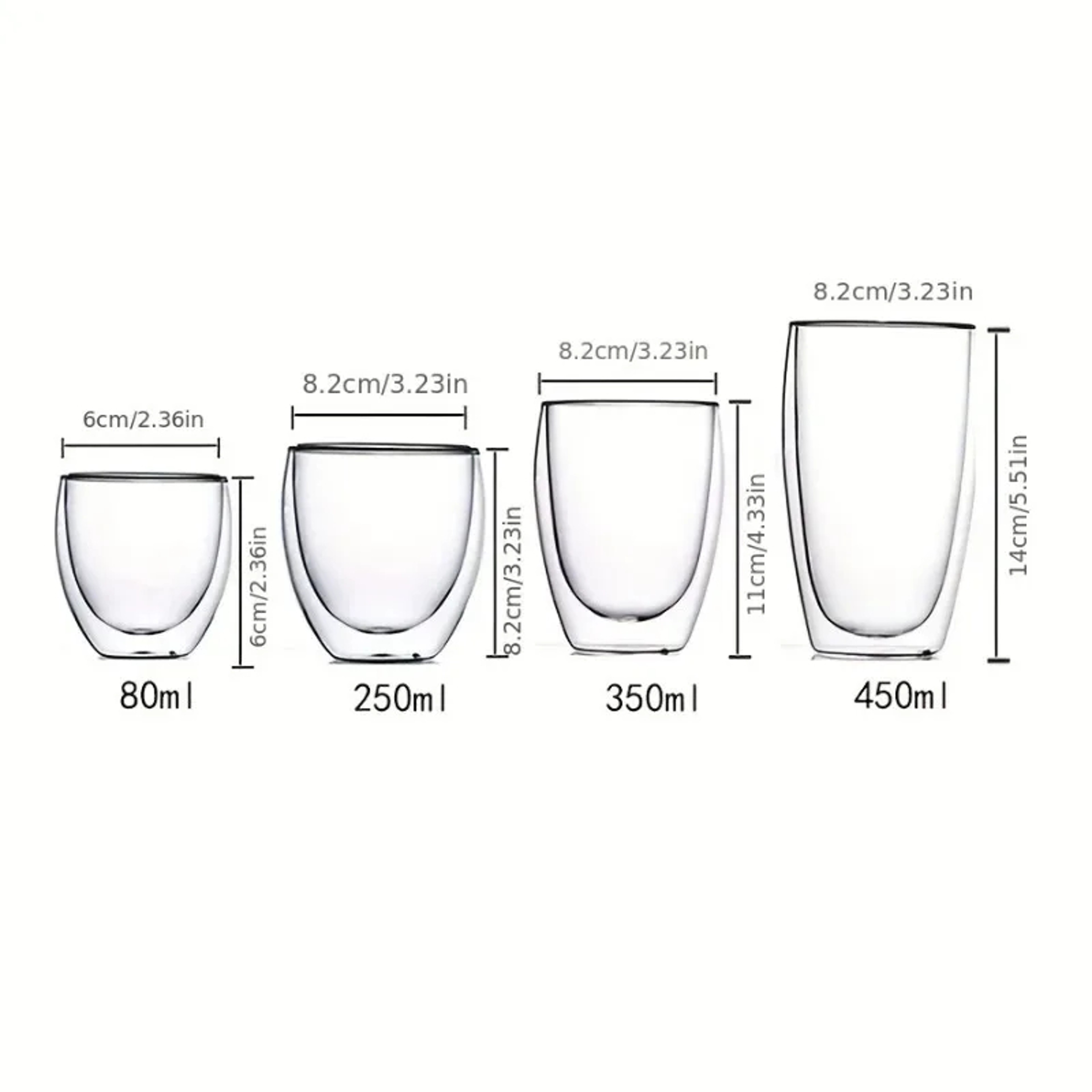 Double-Wall Clear Glass Espresso Cups, Insulated Coffee, Latte, Tea, Cafe, Milk, Restaurant Use – view 6