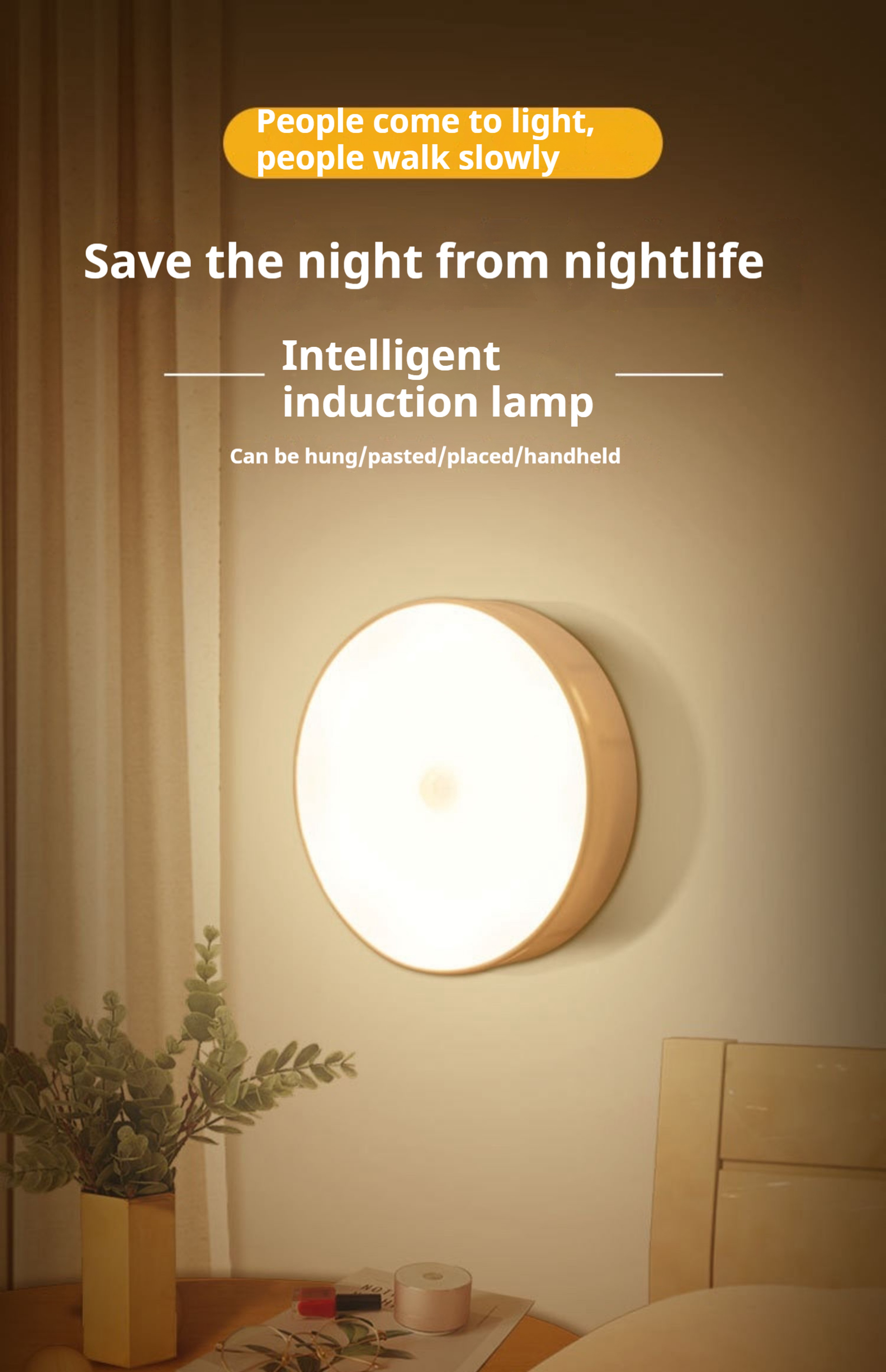 Motion Sensor Night Light, Wireless LED Detector Lamp for Bedroom Closet Staircase Room Decor – view 8