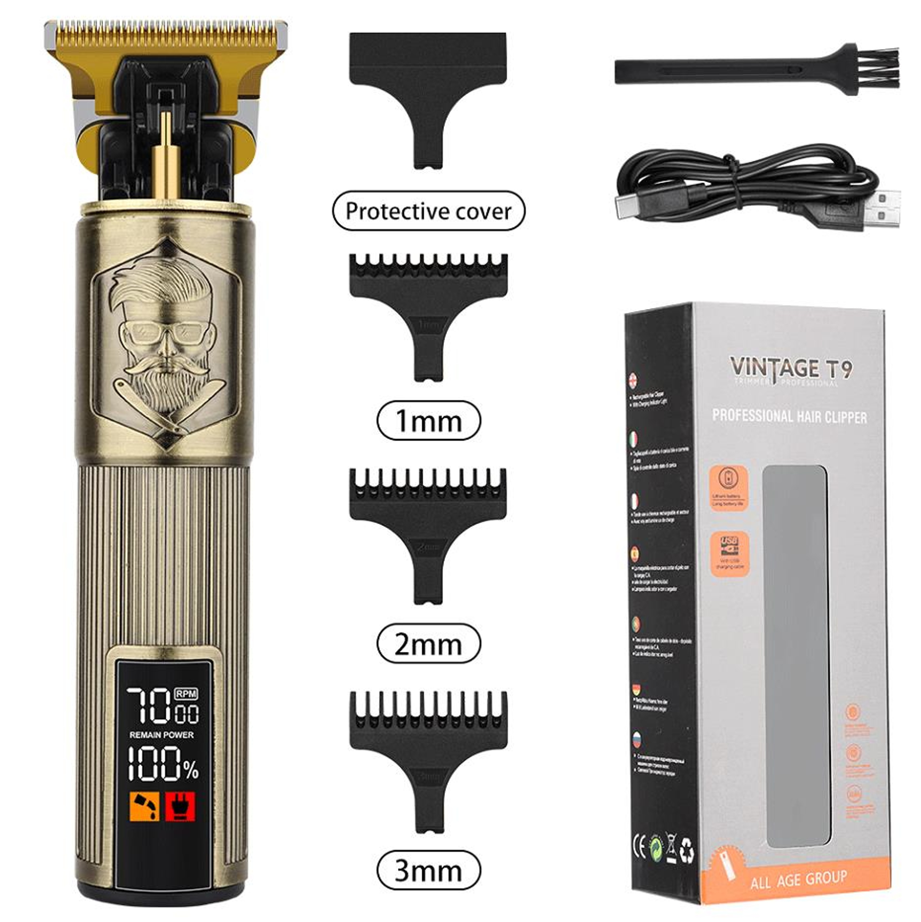 Professional Barber Hair Clipper, Electric Hair Trimmer, Strong Power, LED Display, Dragon Hair Clippers – view 9
