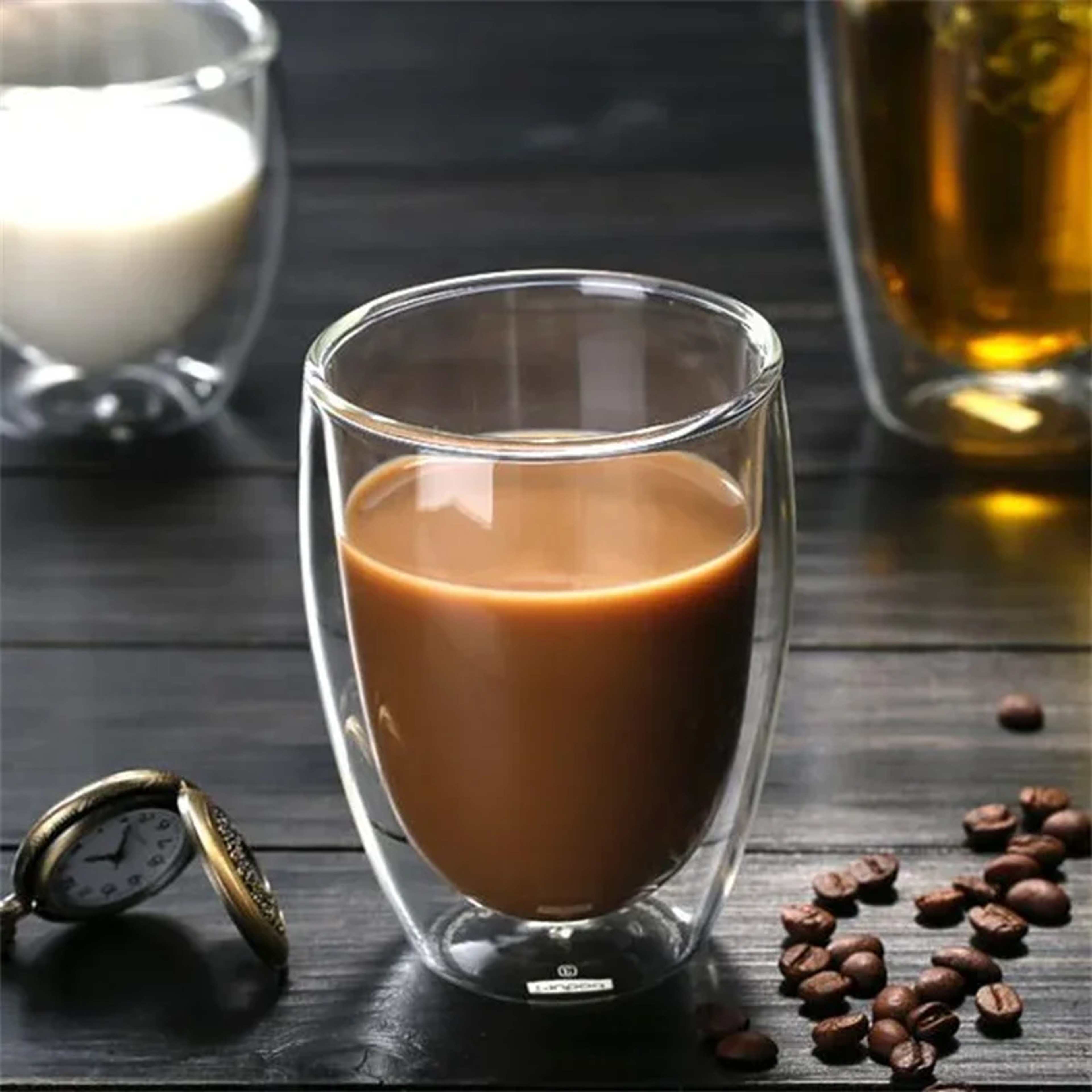 Double Wall Insulated Glass Cup, Clear Espresso Coffee Mug, Handmade Beer, Tea, Milk, Whiskey Glass, Drink ware – view 3