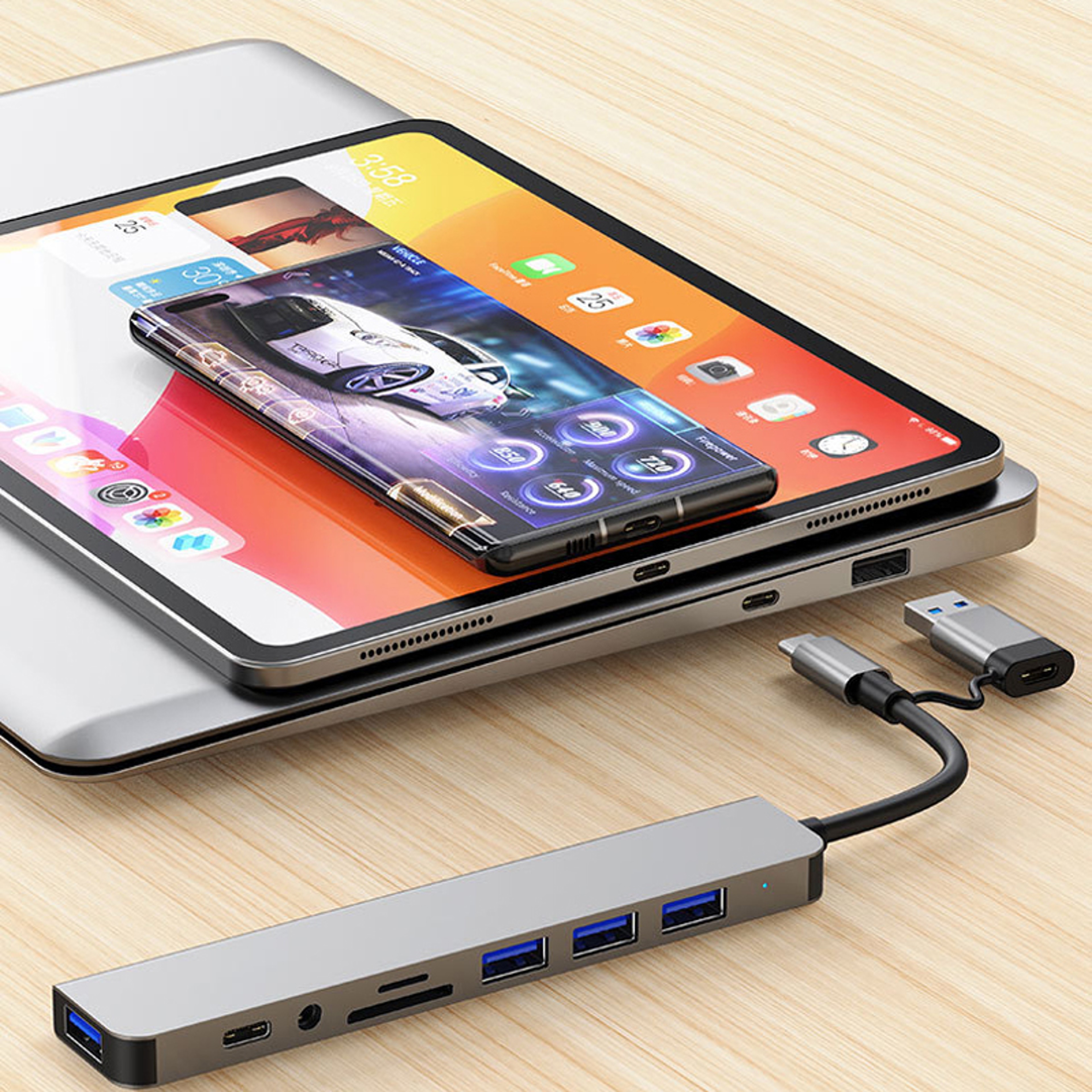 Docking Station, Audio Jack Adaptor, Micro SD Card Reader, Laptop Tablet Phone Disk Converter – view 2