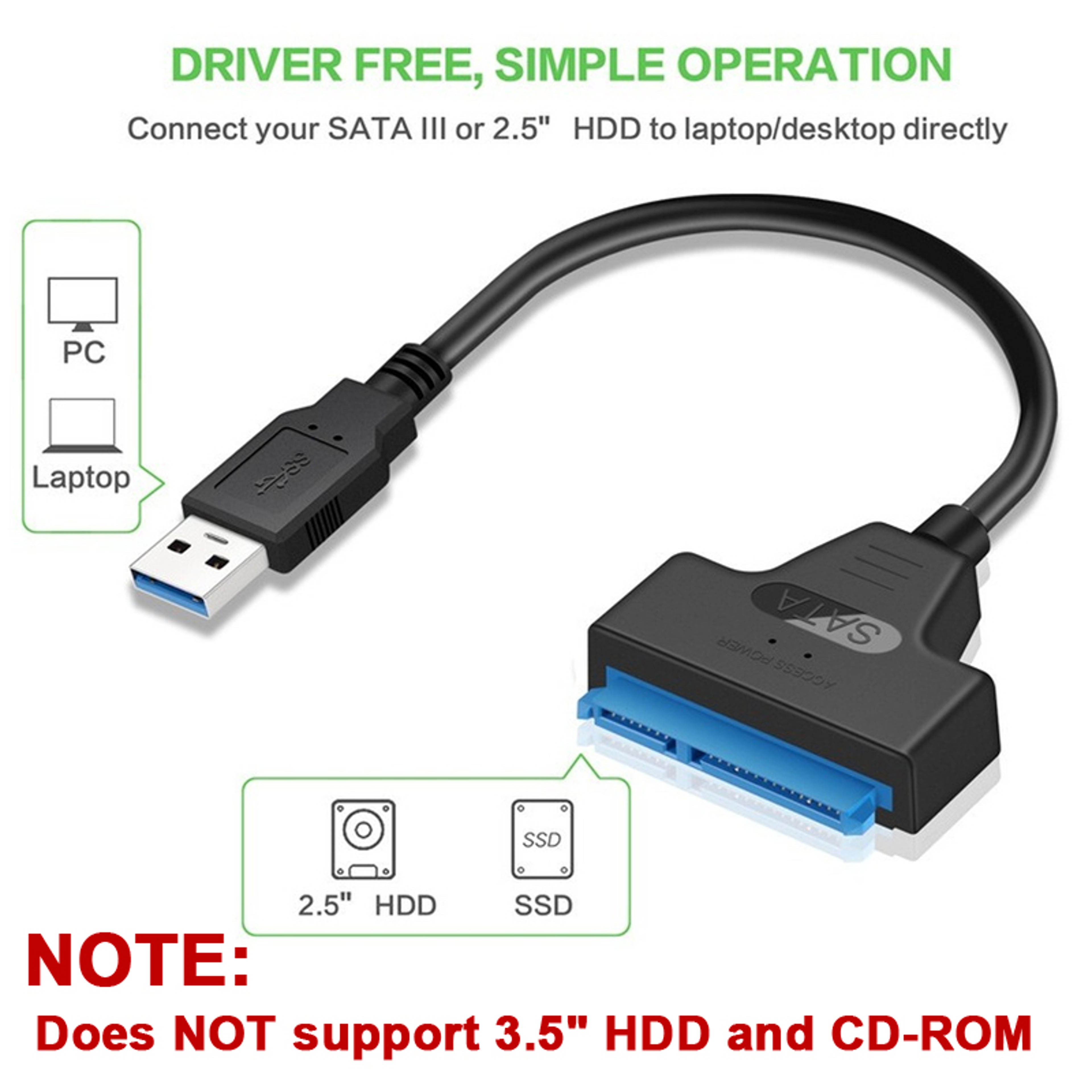 USB Cable, SATA Pin Adapter, External HDD SSD, Hard Drive Connector – view 5