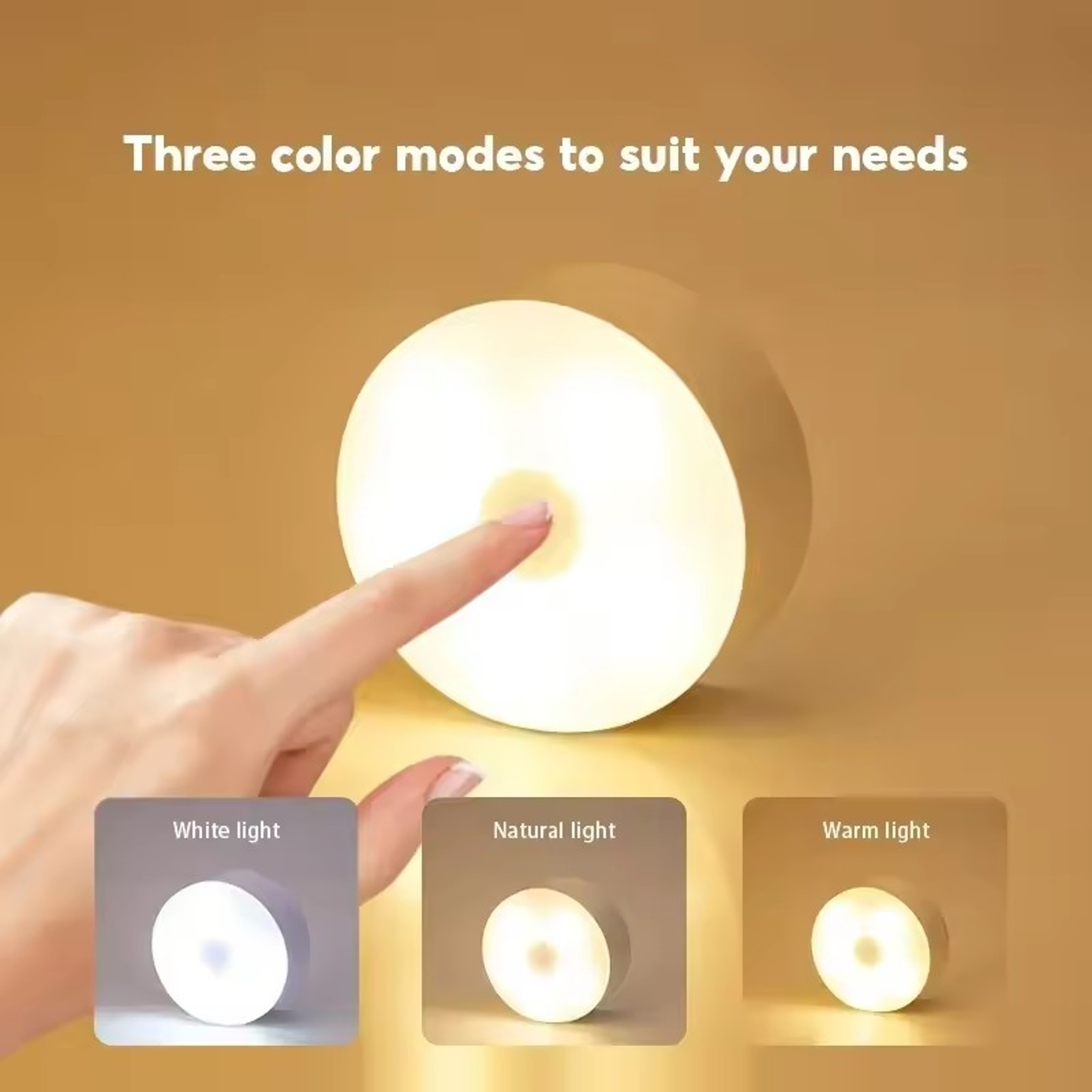Mini LED Touch Sensor Portable Dimming Night Lamp USB Rechargeable Bedroom Magnetic Base Round Wall 0