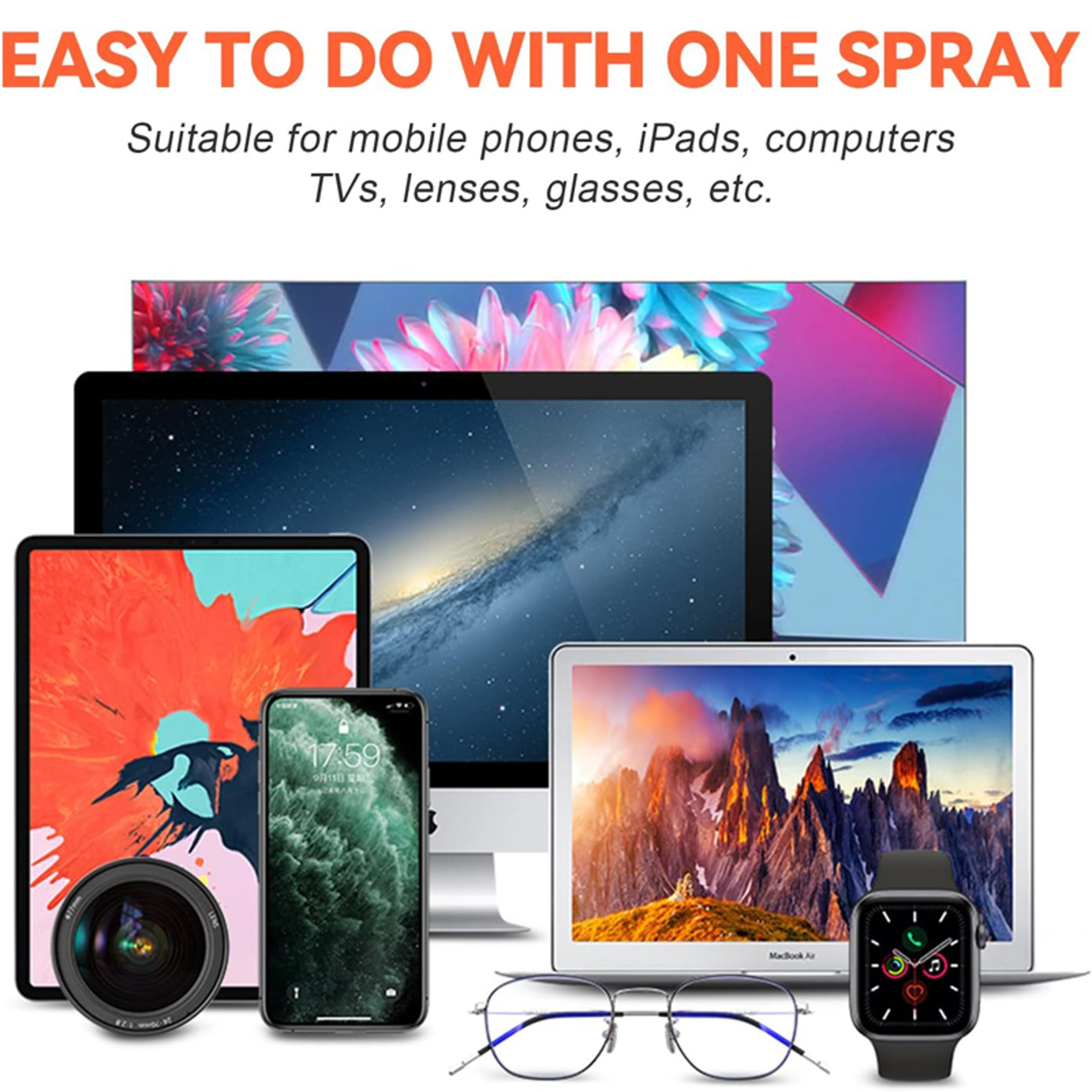 Microfiber Screen Cleaner Spray Bottle, Mobile Phone, Tablet, Computer, Microfiber Cloth Cleaning Wipes – view 3