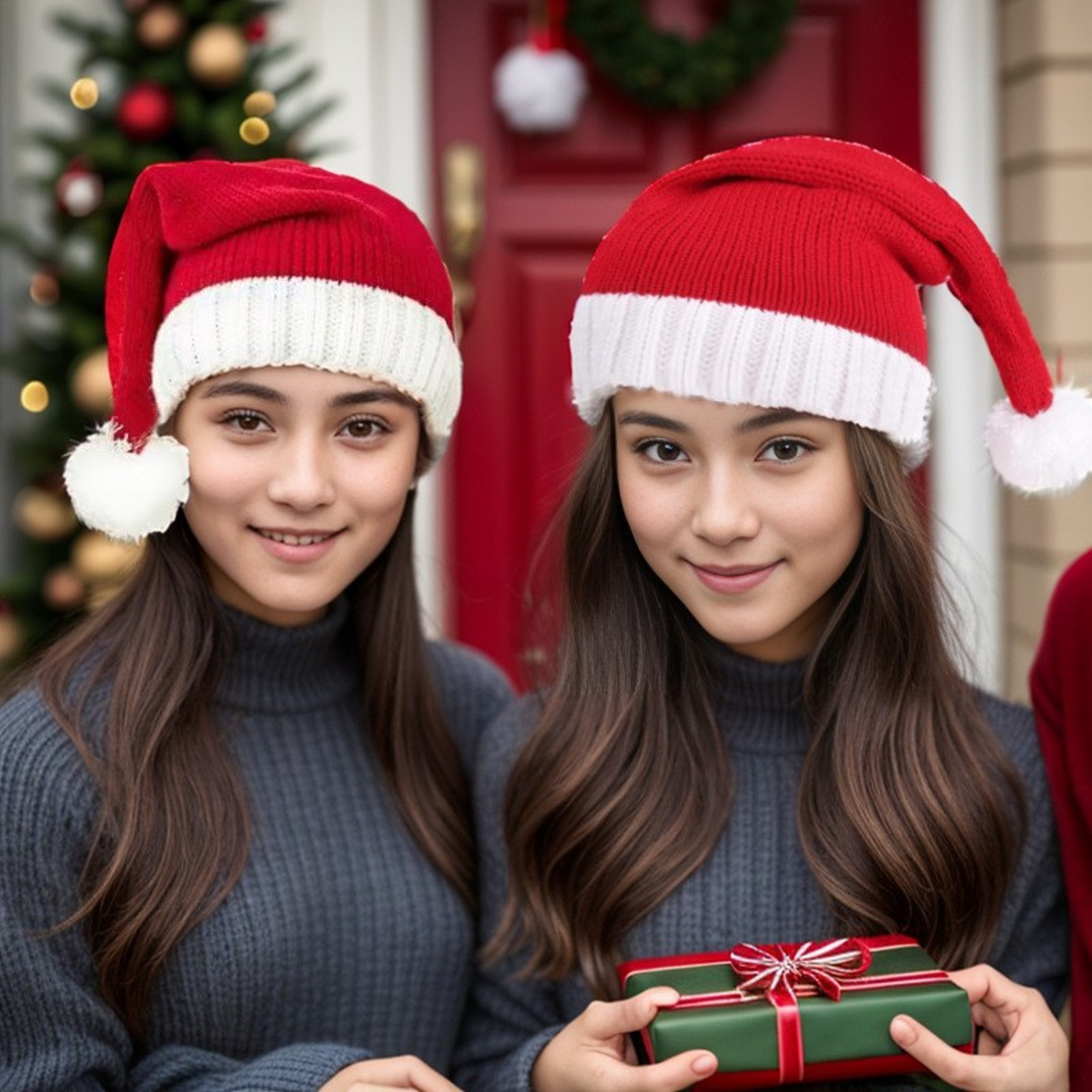 Classic Red Christmas Knit Hat Soft Warm Knitted Cap Santa Claus Festival Head Wear Holiday Outfits 3