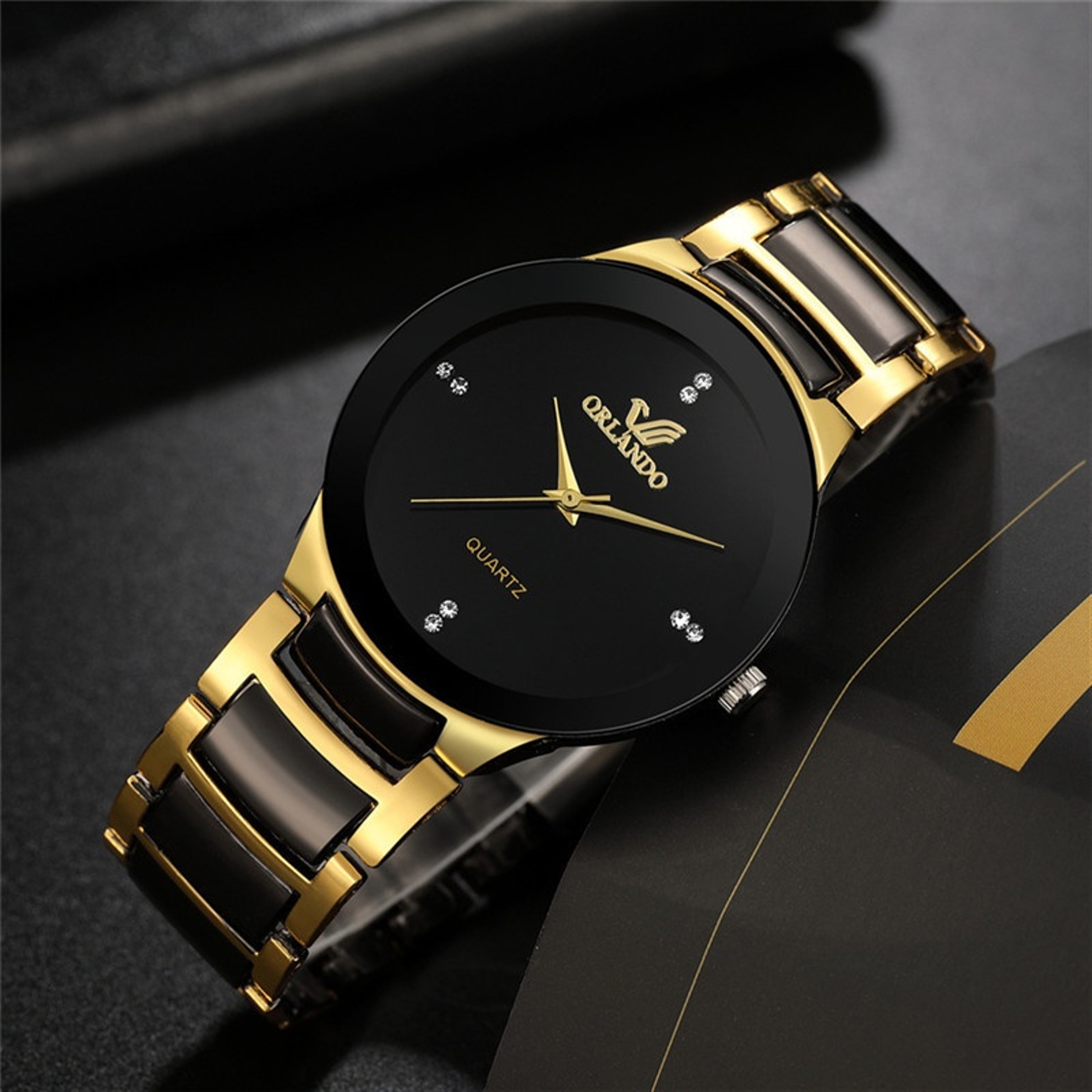 Men Business Watch Black Steel Band Fashion Quartz Analog Watch For Men 0