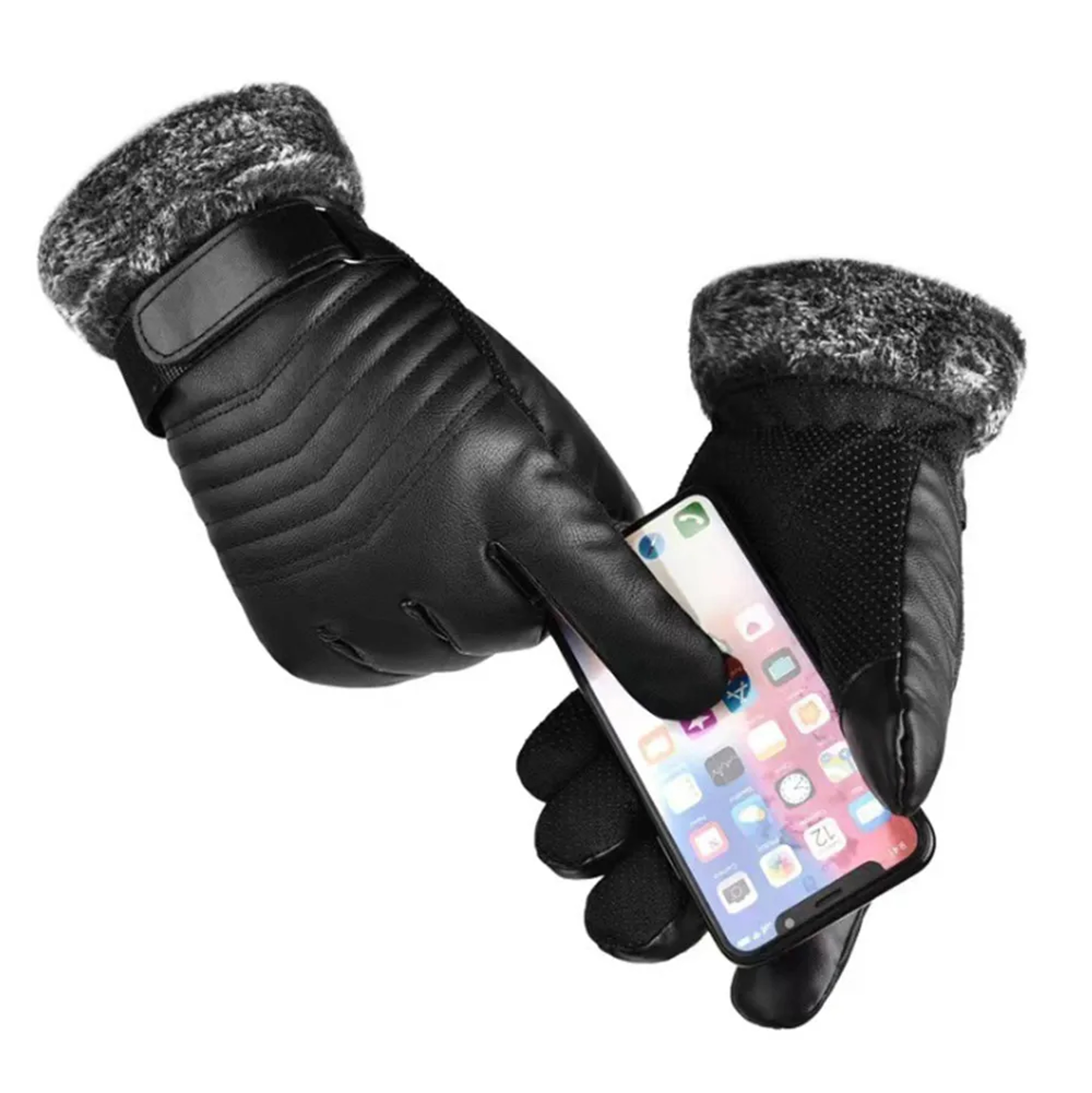 Gloves Winter Men Plush Fur Mouth Insulation Gloves Outdoor Cycling Gloves Motorcycle Touch Screen  2