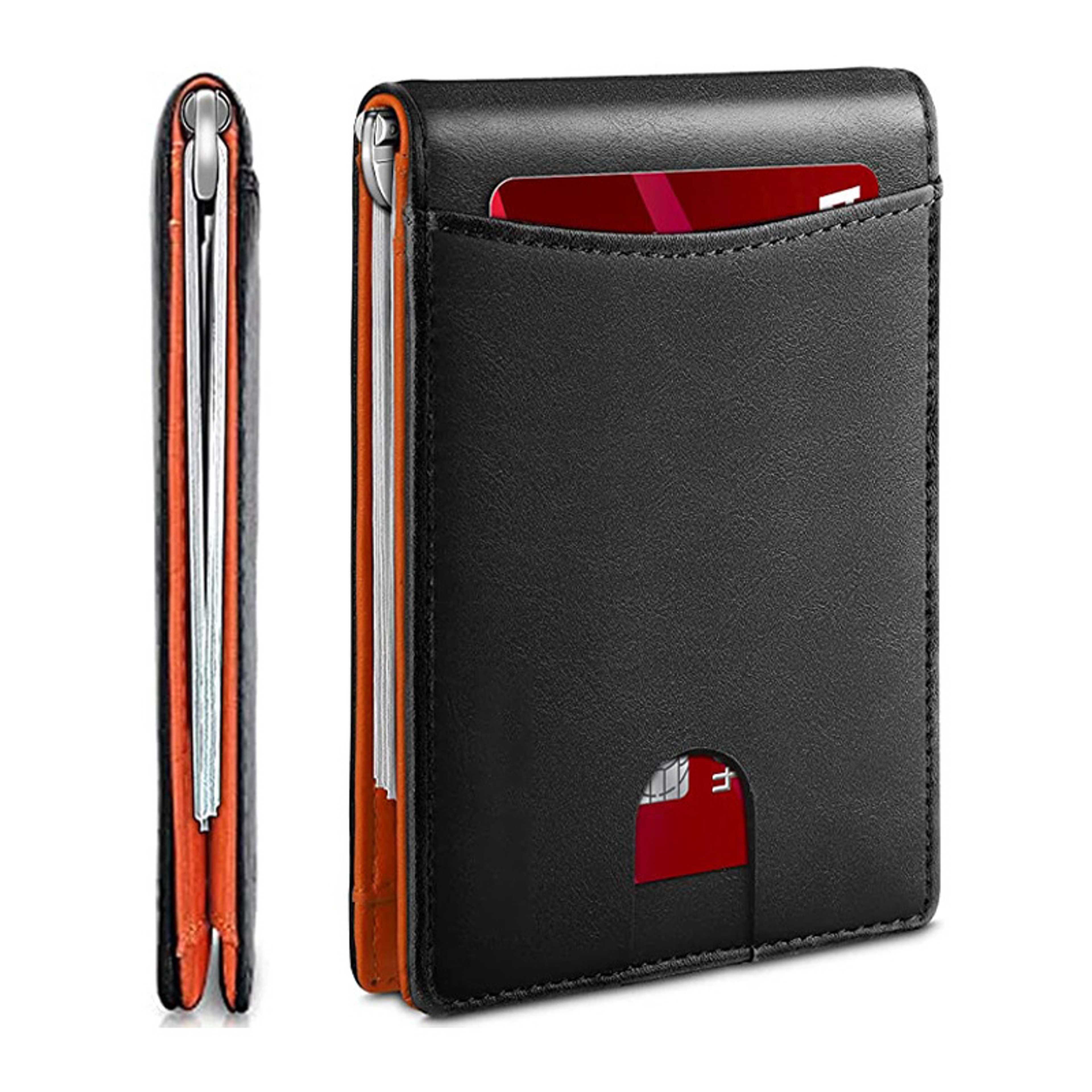 Slim Wallets for Men, Minimalist Credit Card Holder, Leather Money Clip Mens Wallet, Blocking Front Pocket Wallet – view 9