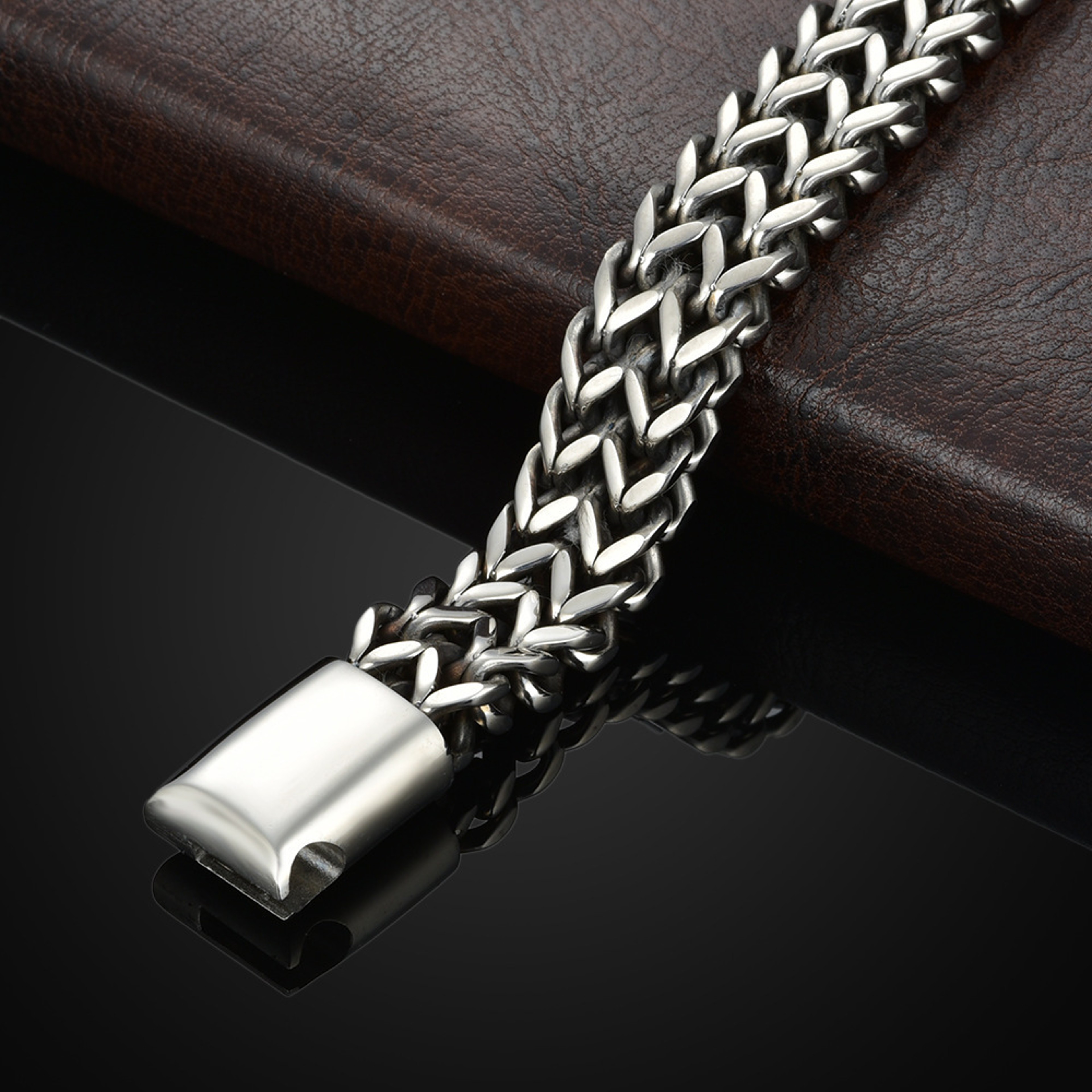 Stainless Steel Braided, Double Row Fish Scale Bracelet, Magnetic Buckle, Keel Jewellery – view 2