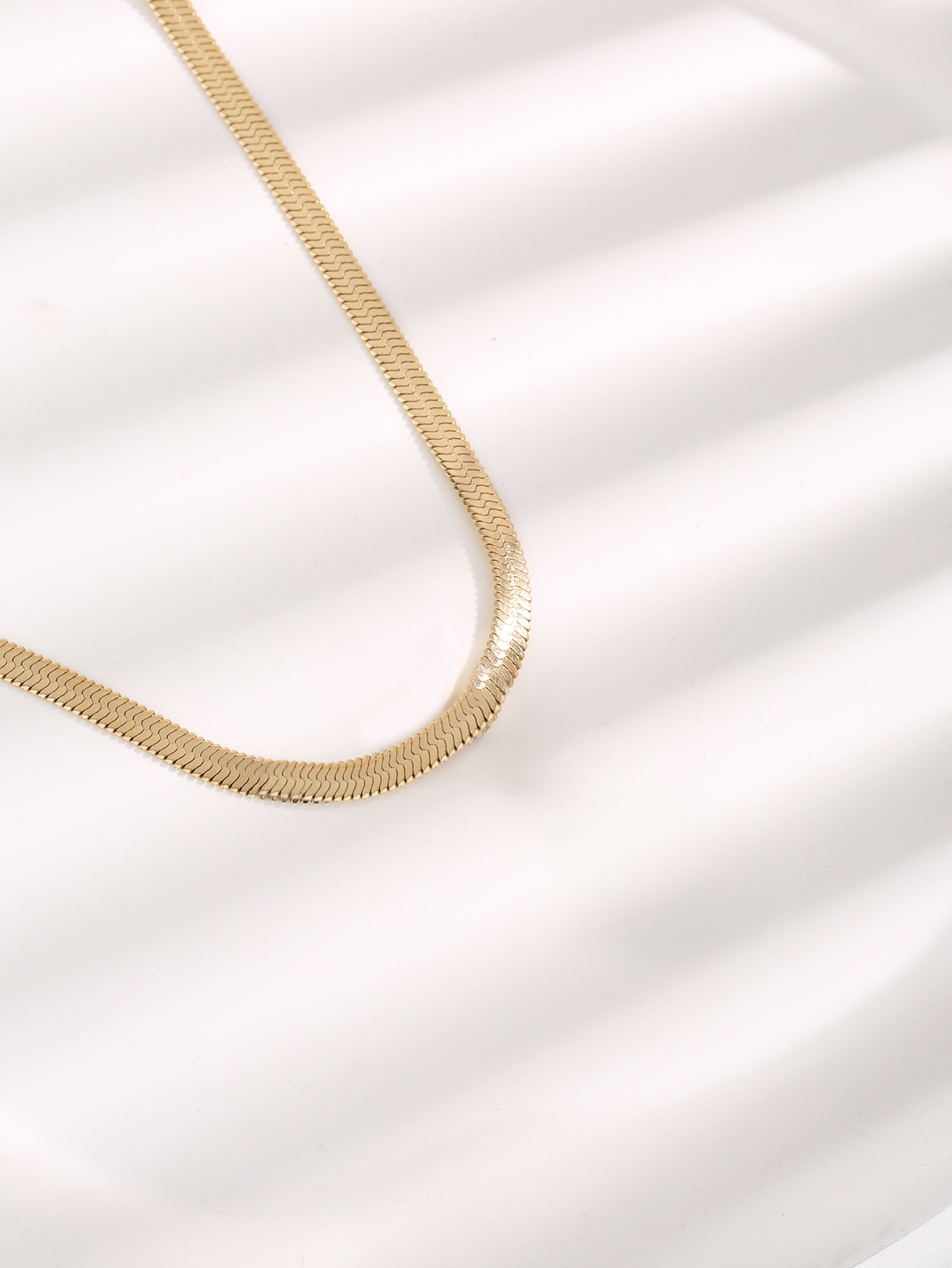 Snake Chain Necklace, Gold Plated Fashion Choker, Stainless Steel Flat Chain, Hip Hop Jewellery for Men and Women Gift – view 3