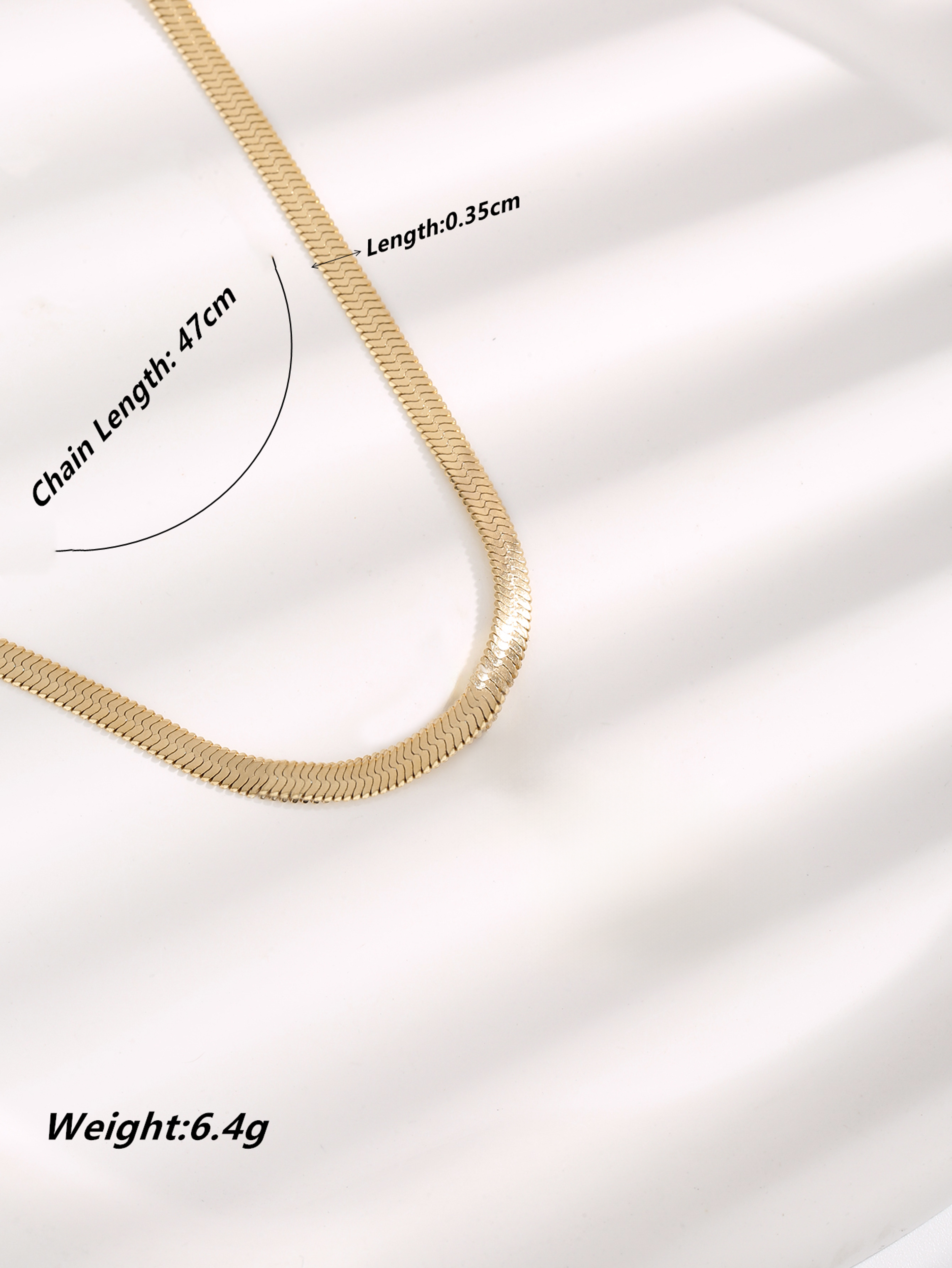Snake Chain Necklace, Gold Plated Fashion Choker, Stainless Steel Flat Chain, Hip Hop Jewellery for Men and Women Gift – view 5