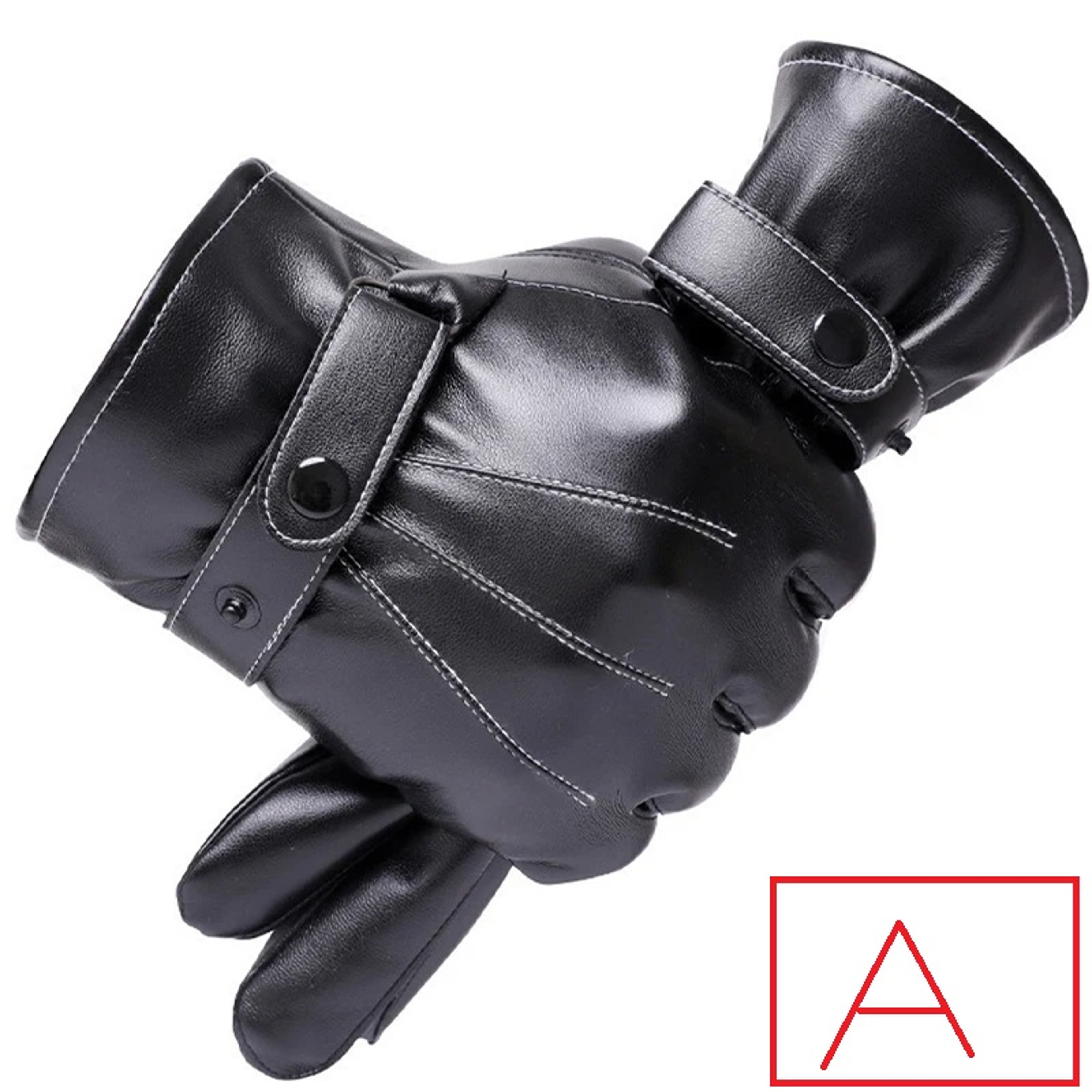 Winter Fashion Gloves Black Leather Driving Gloves Thin Style Full Finger Touchscreen Men Gloves No 1