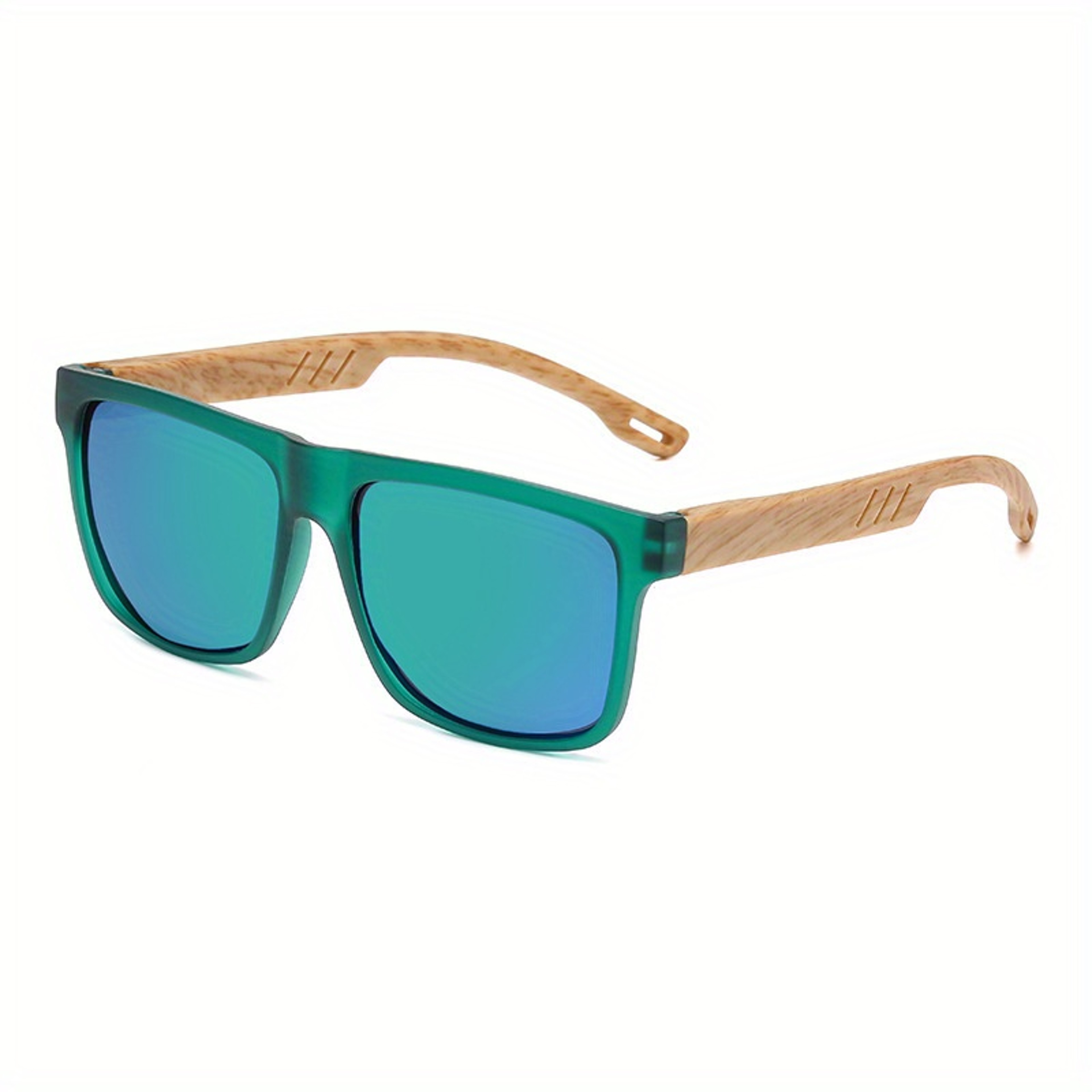 New Square Casual Sunglasses Wood Grain Eye Wear UV Protection Unisex Spring Hinges Outdoor Style 8