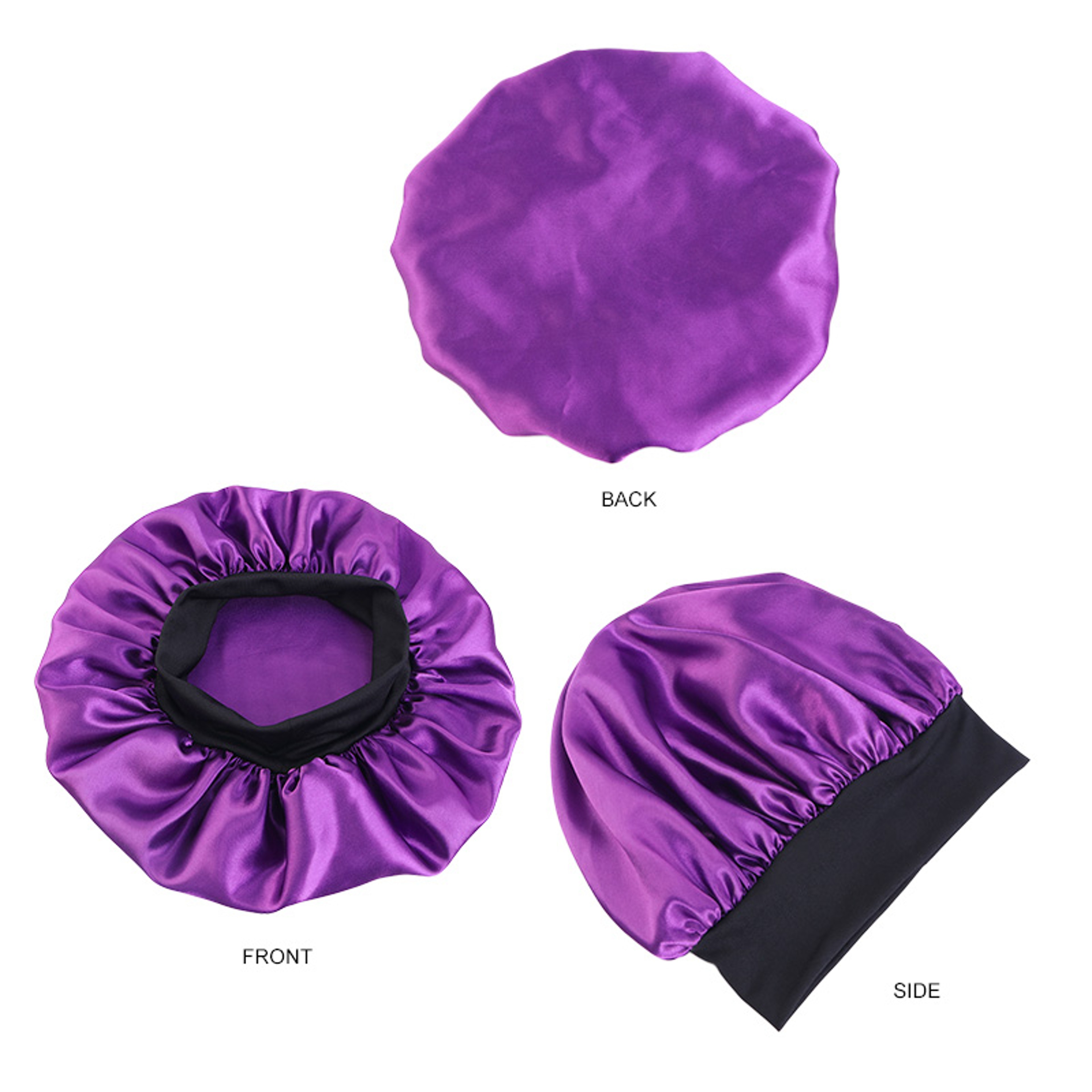 Women Satin Solid Bonnets Wide Brimmed Sleeping Hat Hair Care Bonnet Unisex Head Wrap Elastic Band  2