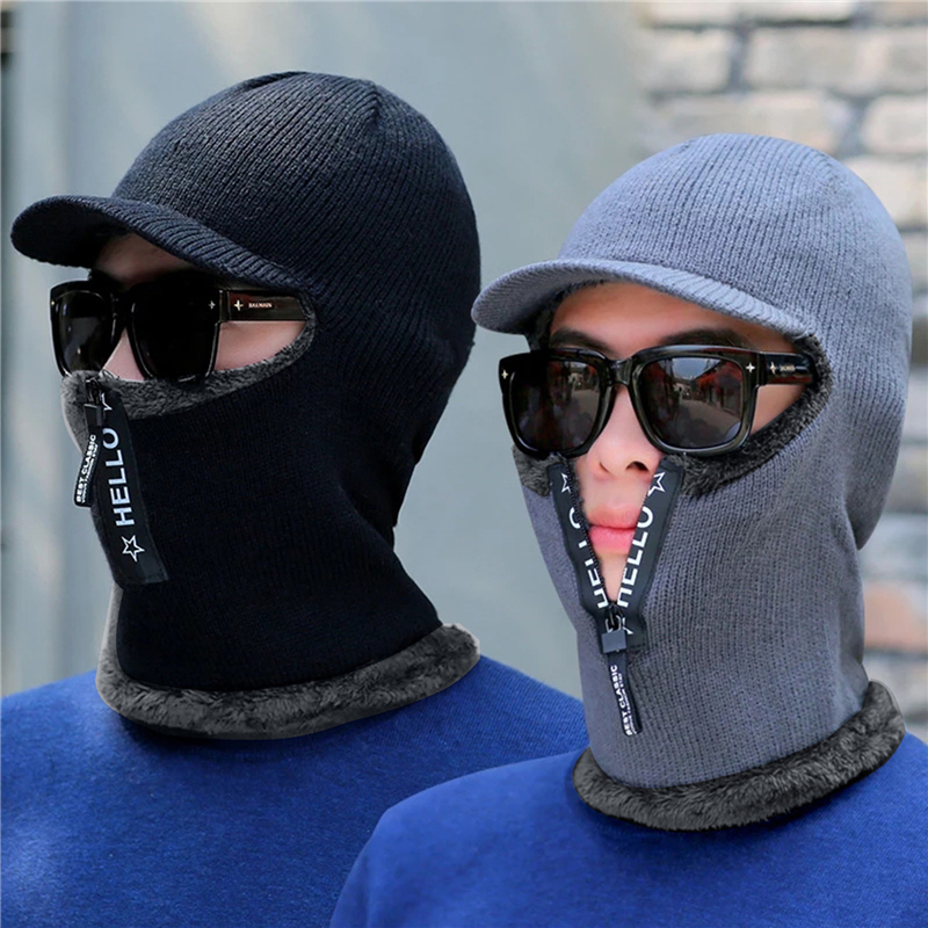 New Men Winter Warm Wool Hat, Warm Thick Knitted Cap, Outdoor Ear Protection Hats, Bicycle Scarf Windproof Visors Cap – view 2