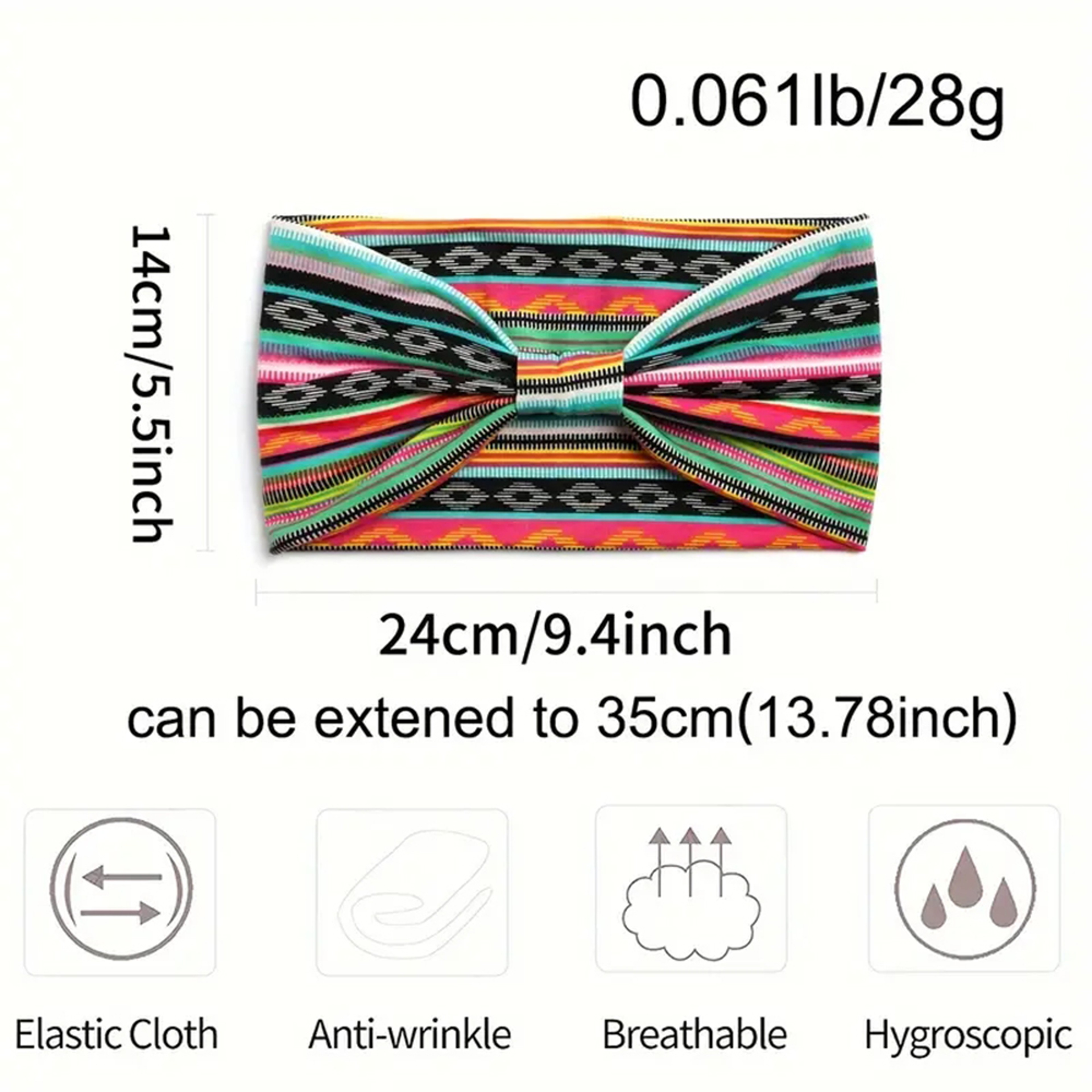 Style Elastic Headscarf Breathable Cotton Wide Brimmed Hair Accessories For Women 4
