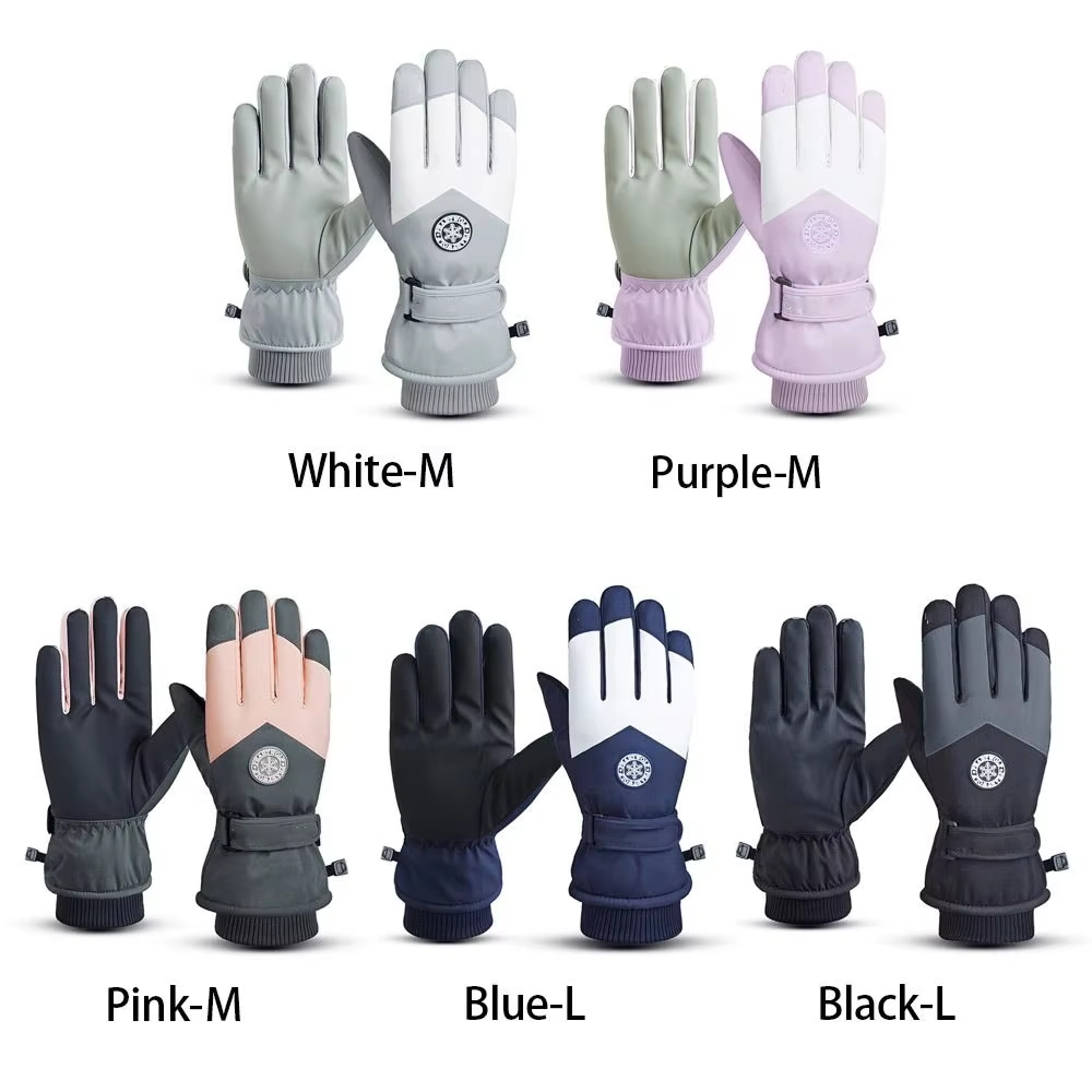 Winter Unisex Snowboard Ski Gloves PU Leather Non-slip Touch Screen Waterproof Motorcycle Cycling Fleece Warm Snow Gloves – view 3