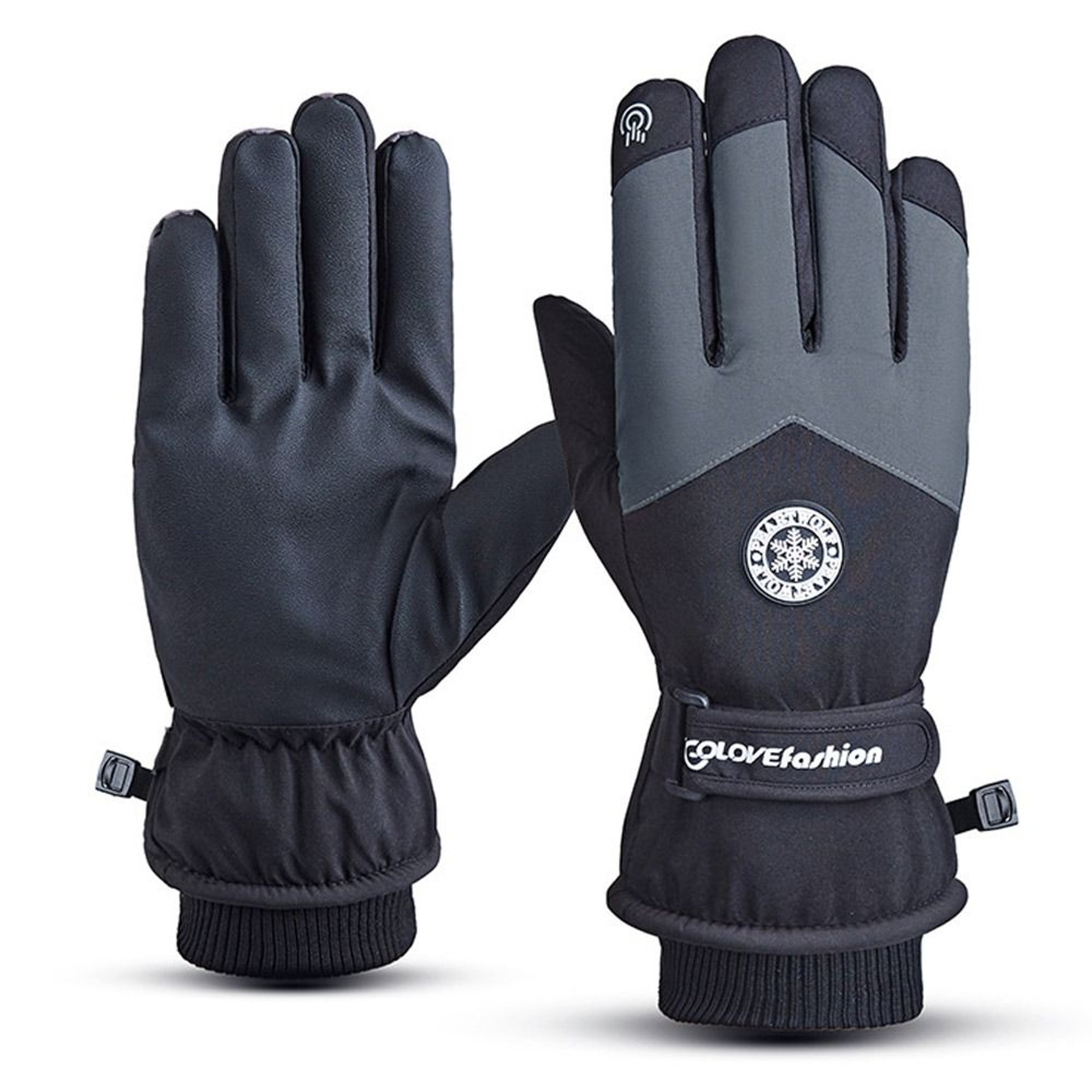 Winter Unisex Snowboard Ski Gloves PU Leather Non-slip Touch Screen Waterproof Motorcycle Cycling Fleece Warm Snow Gloves – view 7