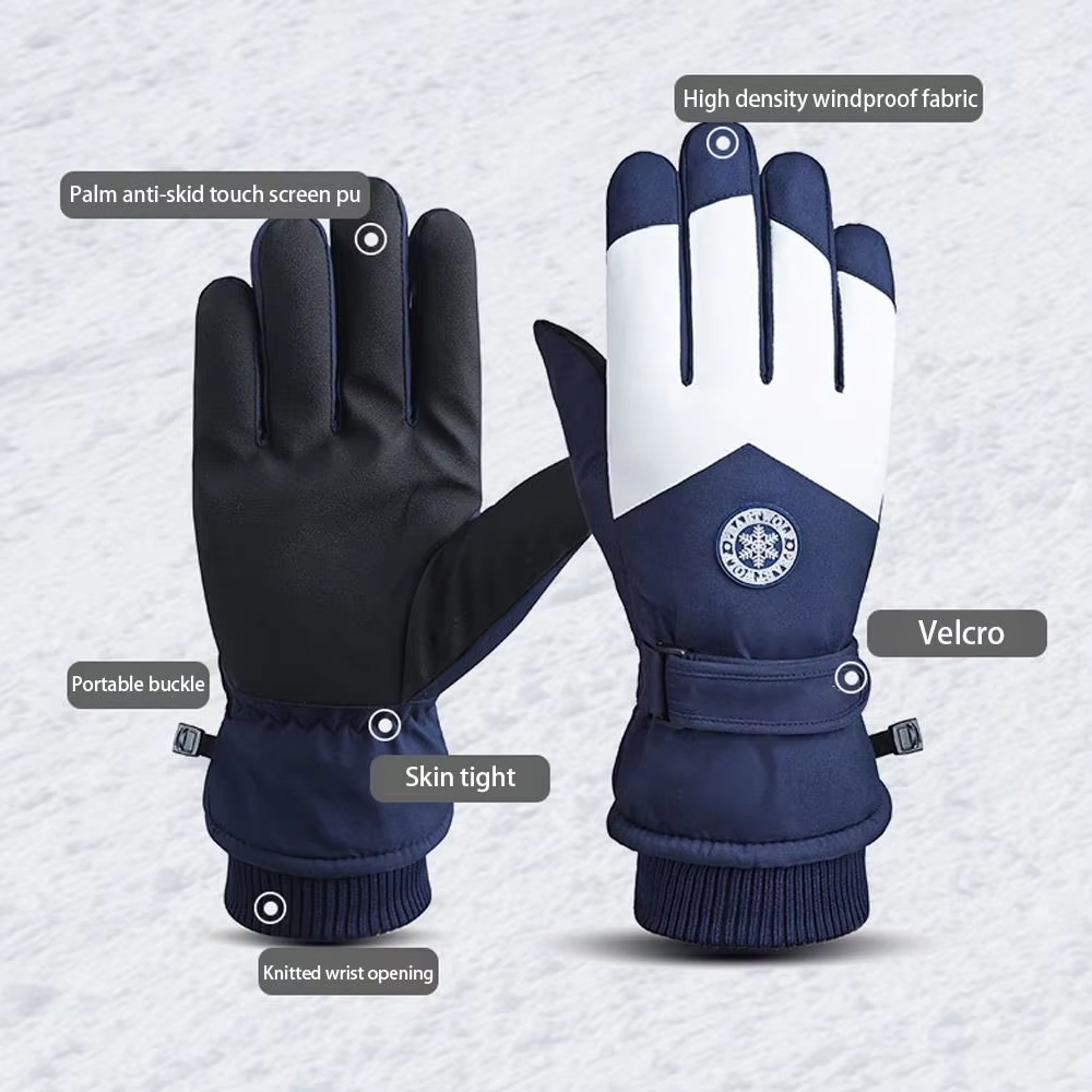 Winter Unisex Snowboard Ski Gloves PU Leather Non-slip Touch Screen Waterproof Motorcycle Cycling Fleece Warm Snow Gloves – view 5
