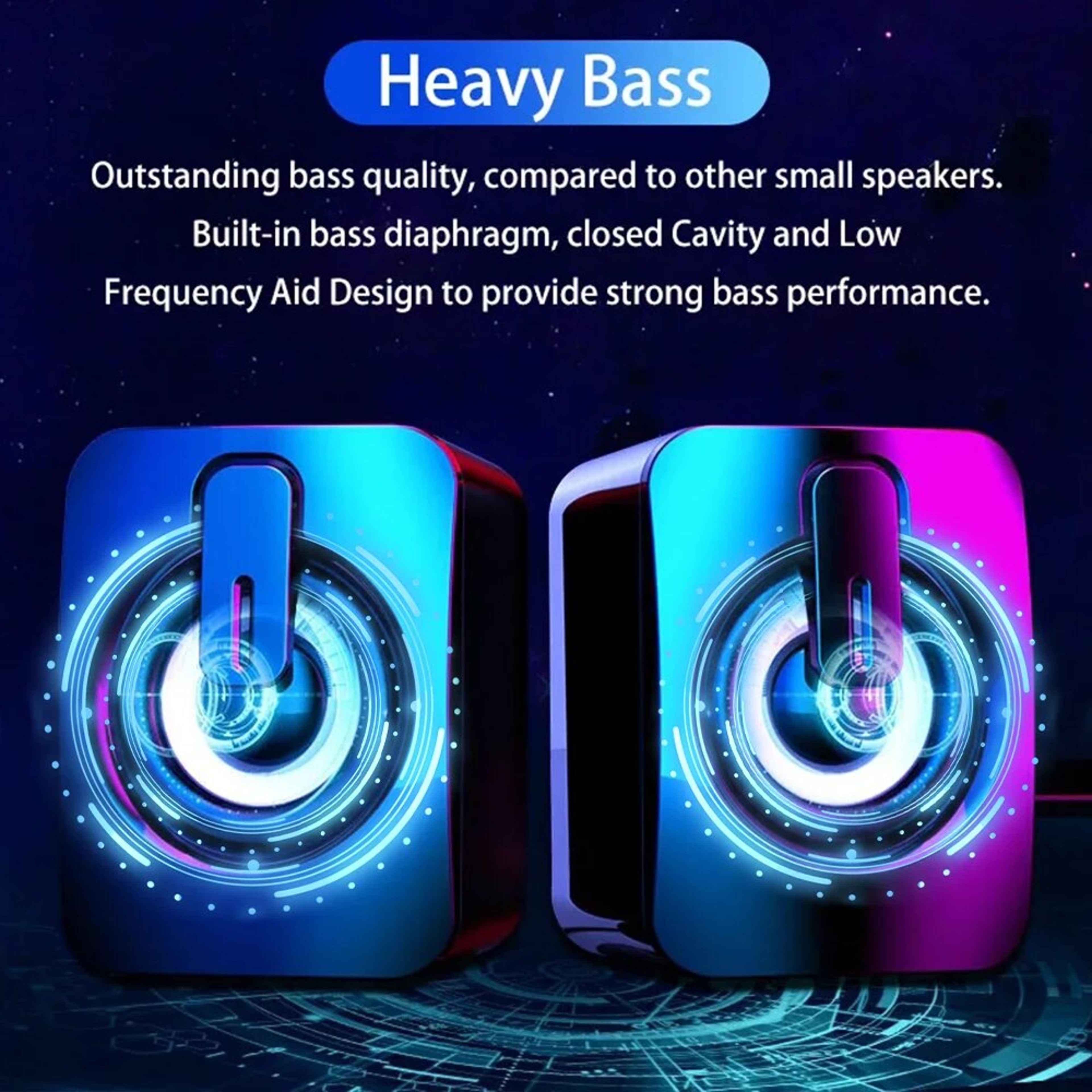 LED Light Stereo Speakers for PC Desktop with Microphone – view 3
