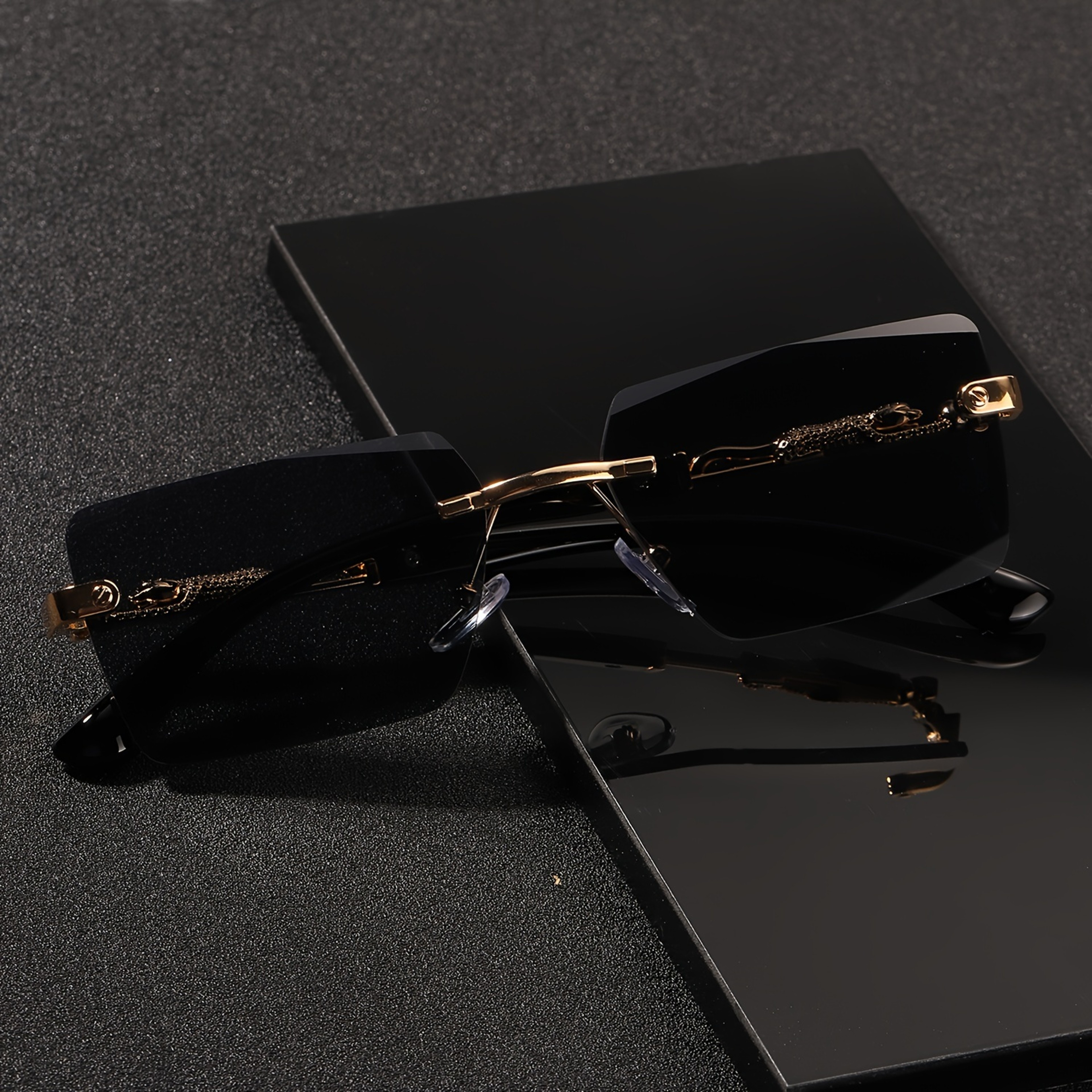 Rimless Rectangle Sunglasses For Men And Women Small Square Shades For Beach And Vacation 1