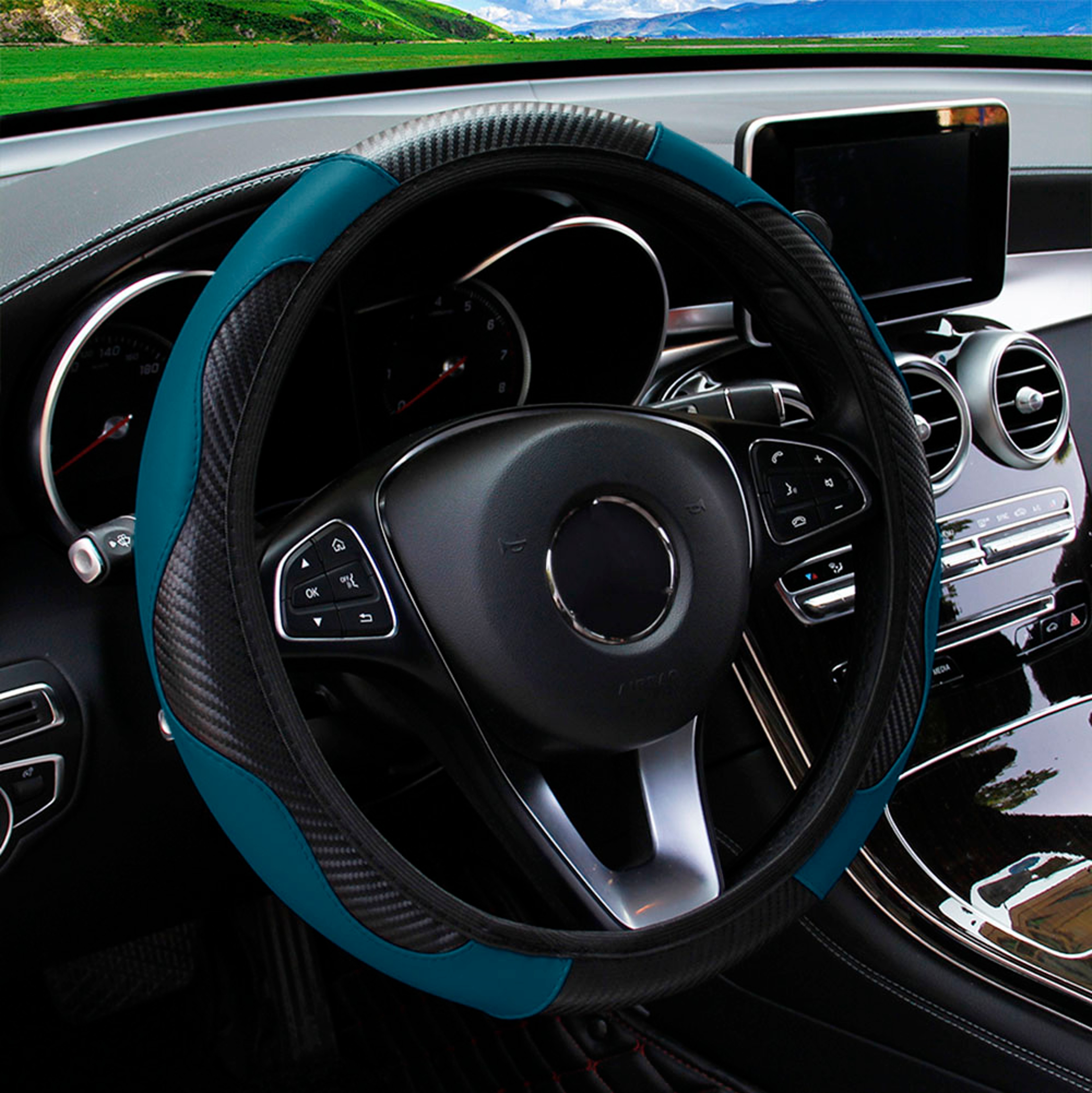 Carbon Fibre Leather Steering Wheel Cover Without Inner Ring For Automotive Supplies 7