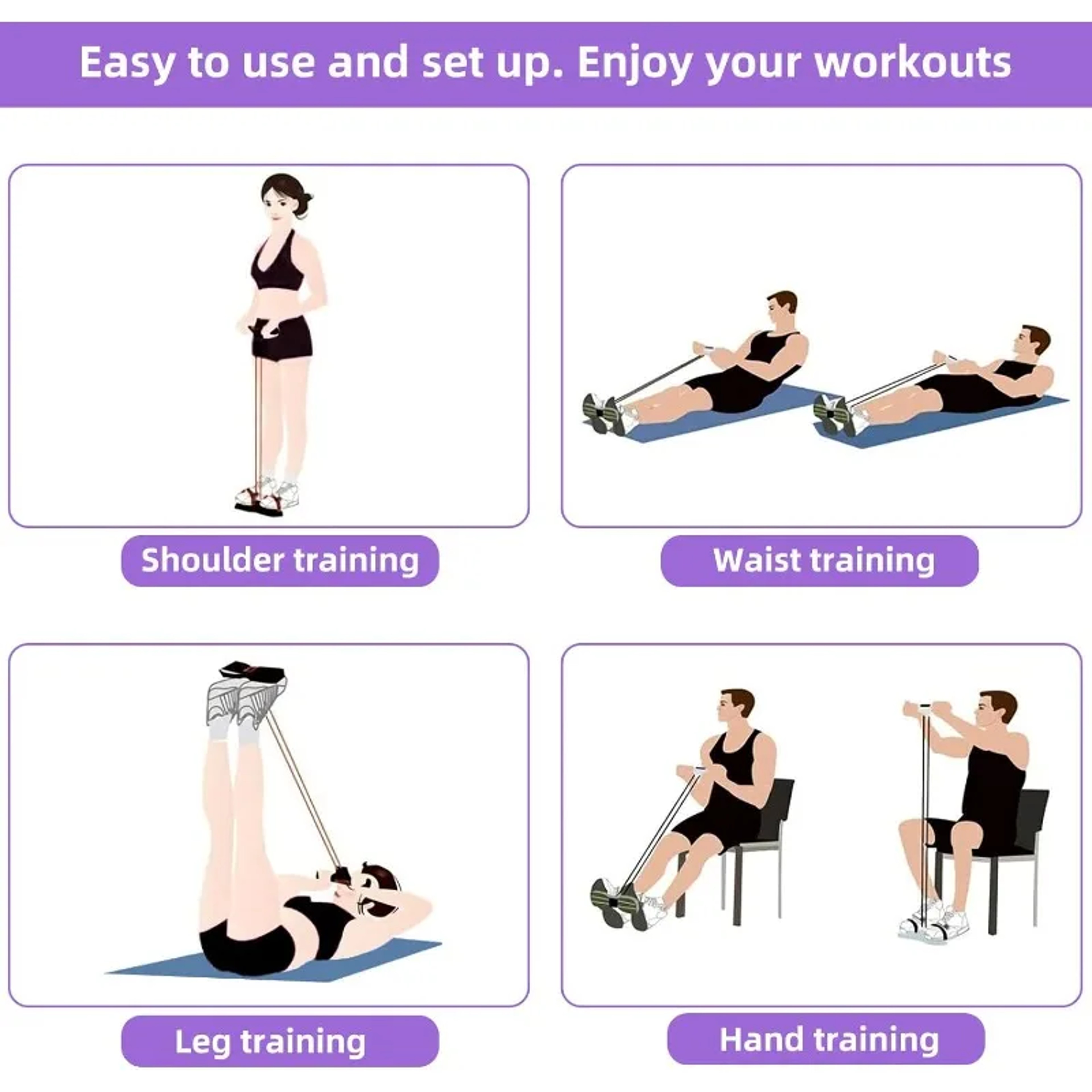 Resistance Band Tensioner For Abdominal Muscle Training Home Fitness Equipment With NonSlip Handles 5