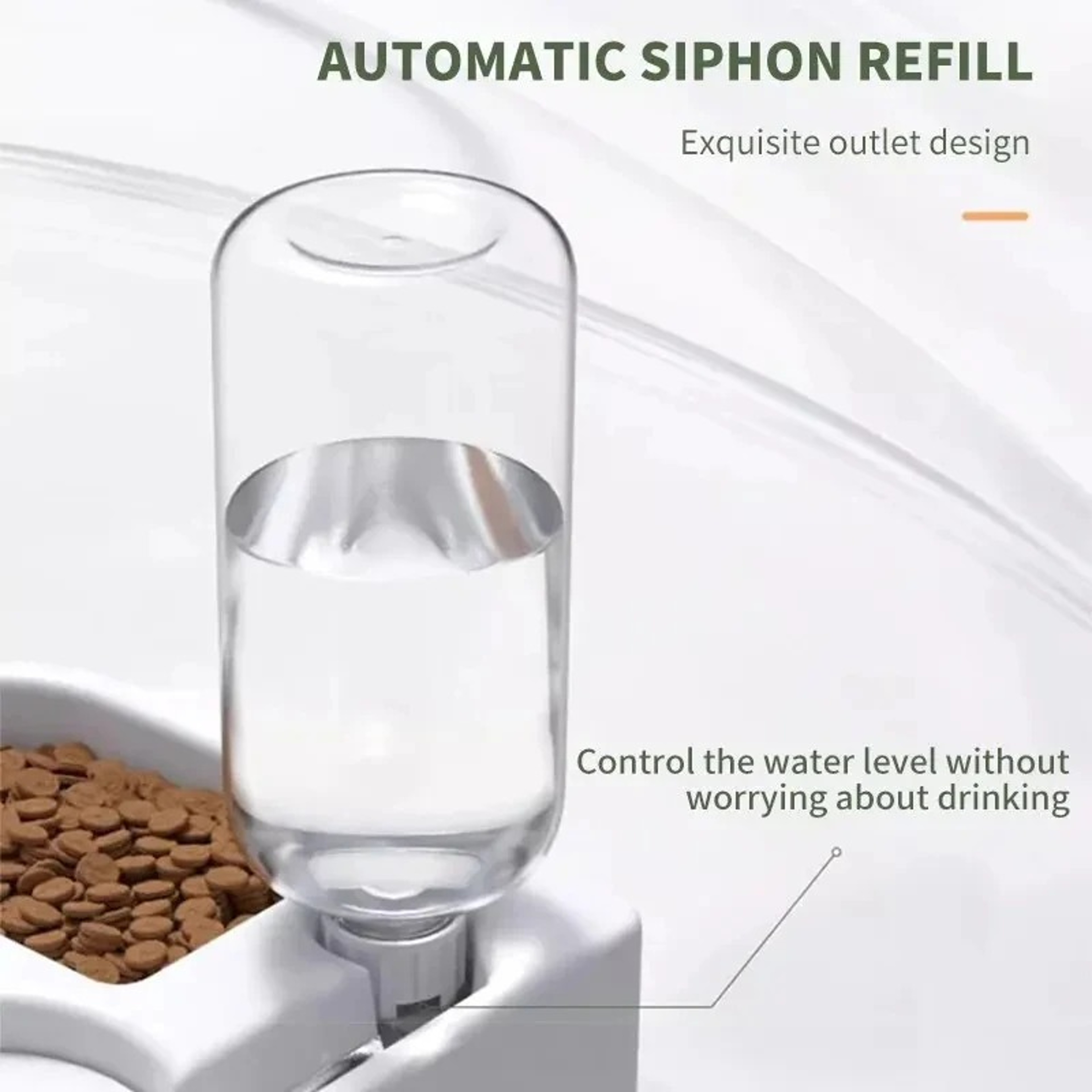 Cat and Dog Double Bowl with Automatic Water Dispenser, Anti-Tip Design for Pet Food – view 5