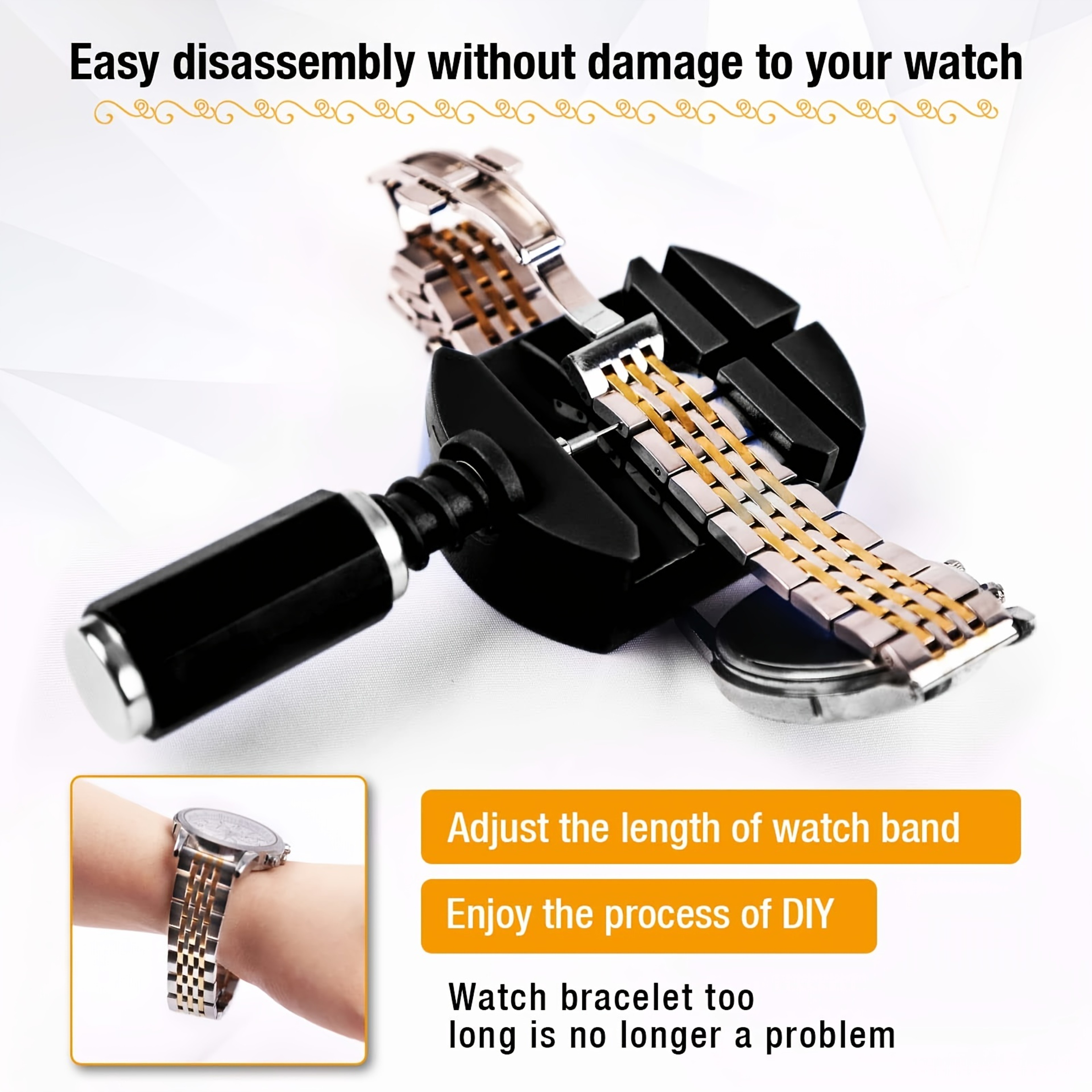Watch Link Removal Tool Kit, Watch Band Tool Strap Chain Pin Remover, Repair Tool Kit for Strap Adjustment – view 5