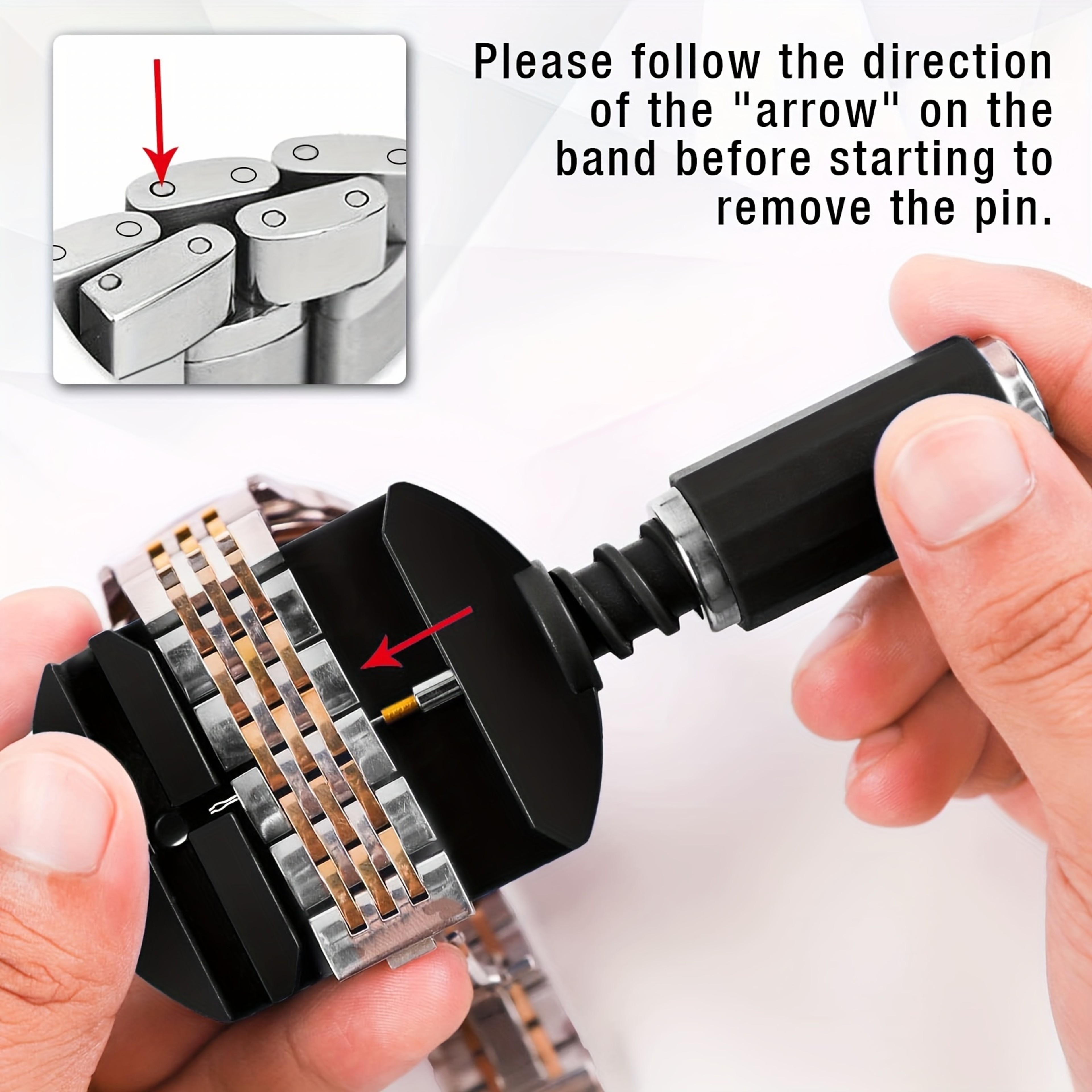 Watch Link Removal Tool Kit, Watch Band Tool Strap Chain Pin Remover, Repair Tool Kit for Strap Adjustment – view 6
