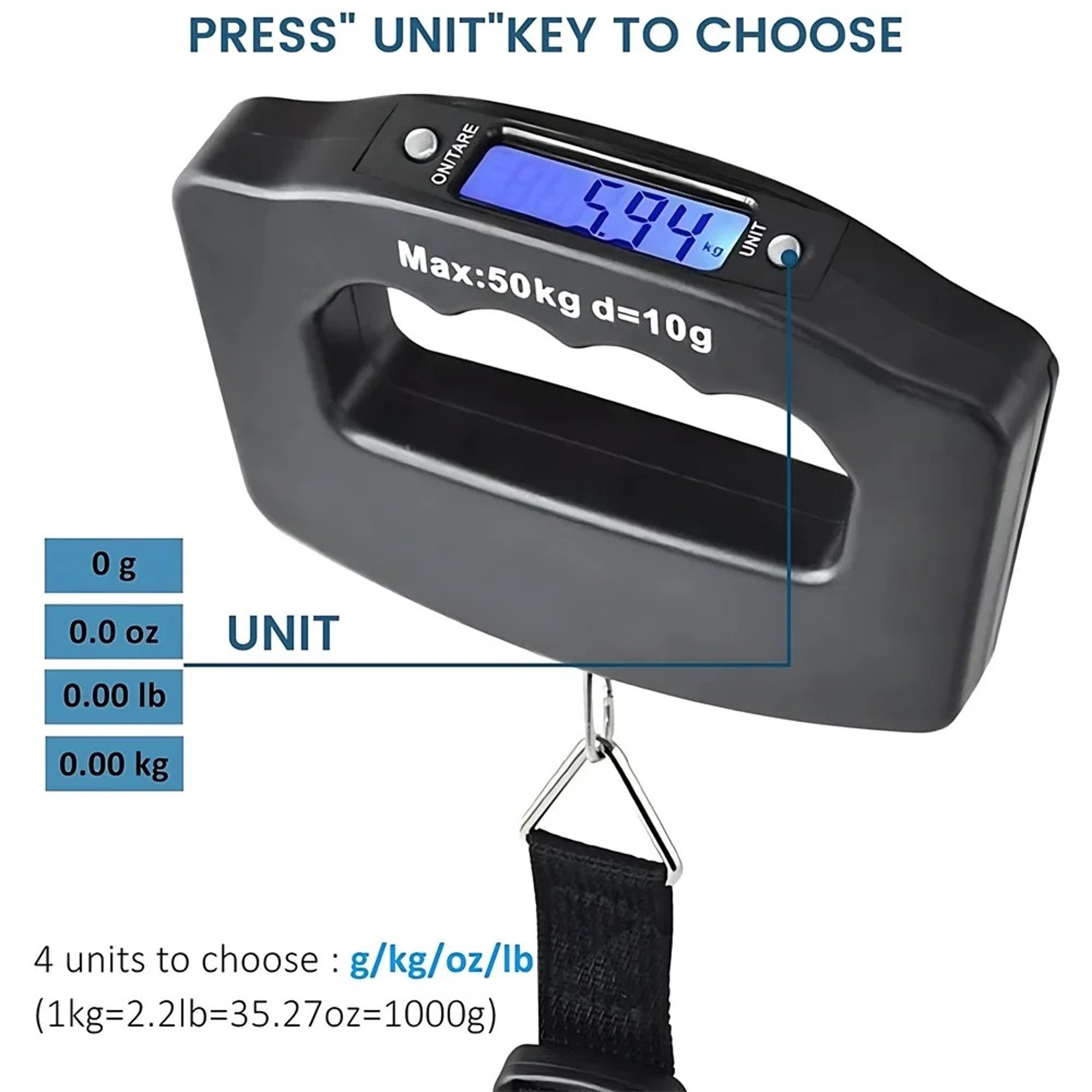 Portable Scale Digital LCD Display 110lb50kg Electronic Luggage Hanging Suitcase Travel Weighs Bagg 2