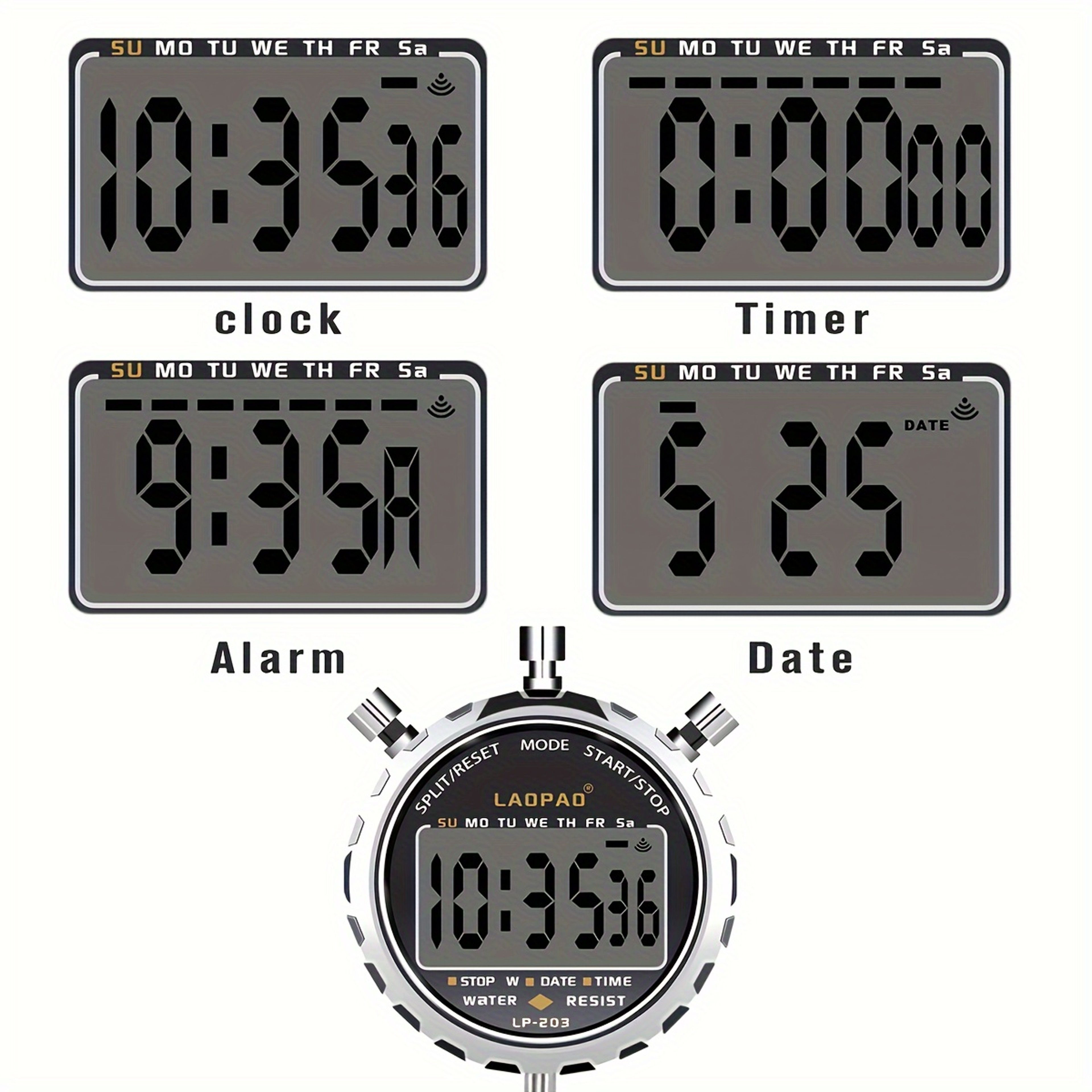 Stopwatch Rain Proof Digital Timer For Sports Timing Coach Competition Referee Training 3