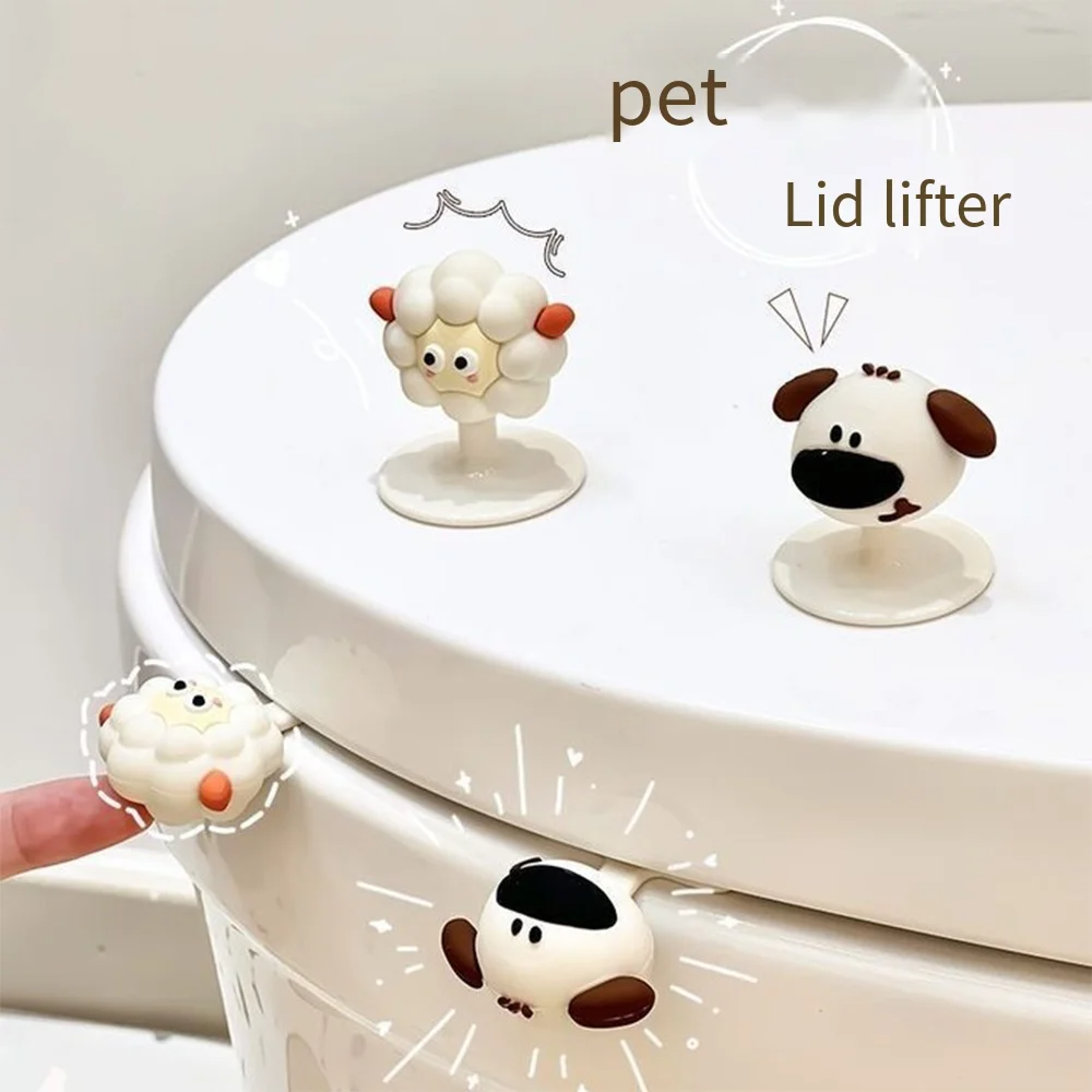 Portable Lovely Cartoon Toilet Lifting Device, No Punching Required, WC Handle, Anti-dirty Lid Lift Tool – view 3