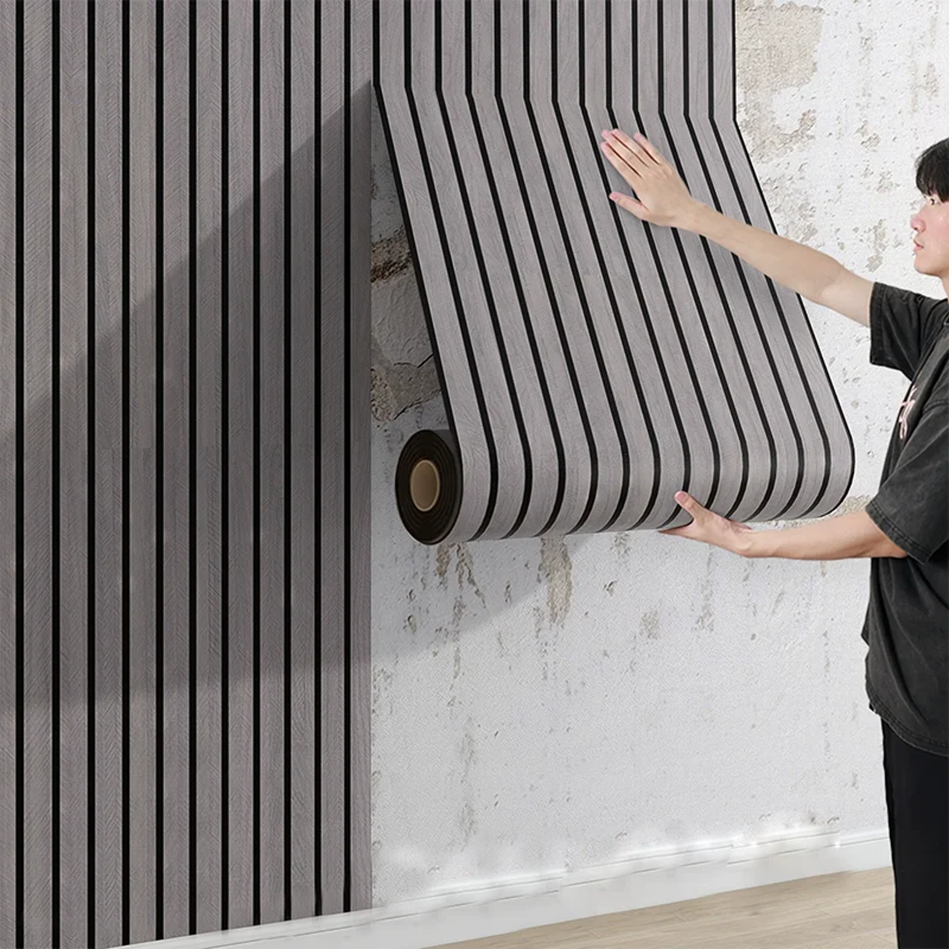 3D Grille Wall Sticker, Waterproof Thickening Wallpaper, Background Wall board, Self Adhesive Partition Decor – view 3