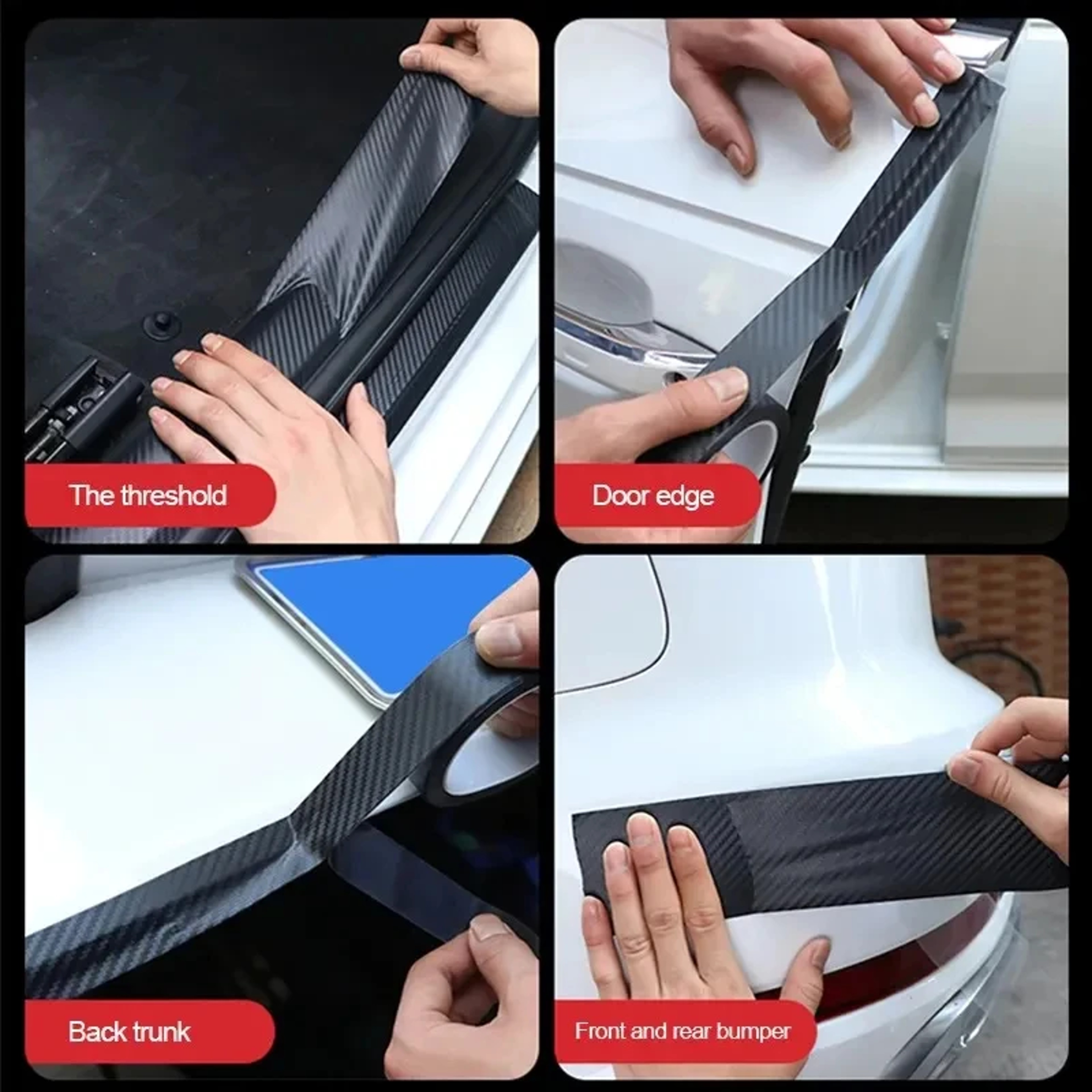 Carbon Fiber Sticker Paste, Anti Scratch Waterproof Film, Matte Black Nano Sticker for Car Threshold Protection – view 2