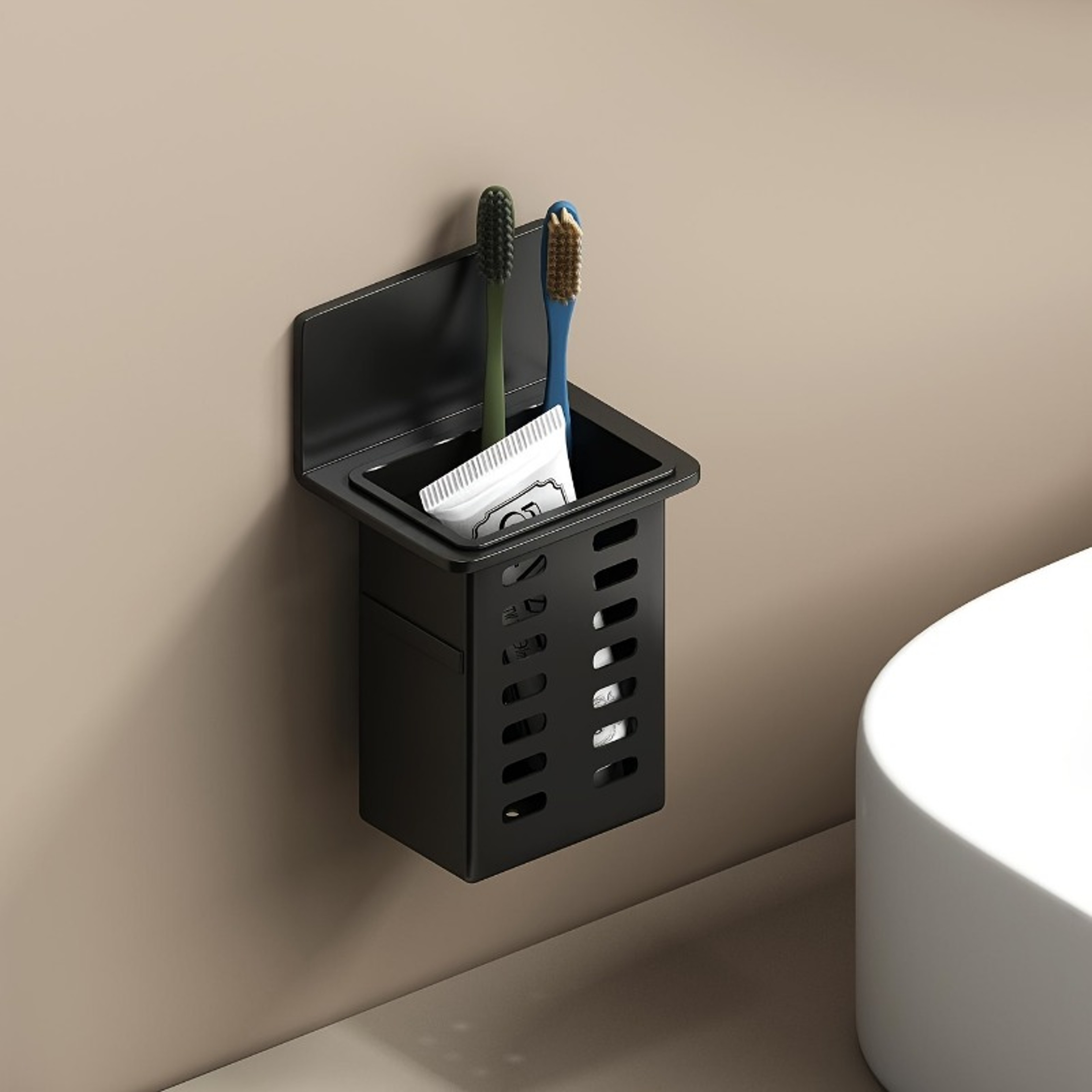 Functional Toothpaste and Toothbrush Bathroom Stand, Wall-Mounted Toothbrush Storage Rack, Bathroom Storage Organizer – view 5