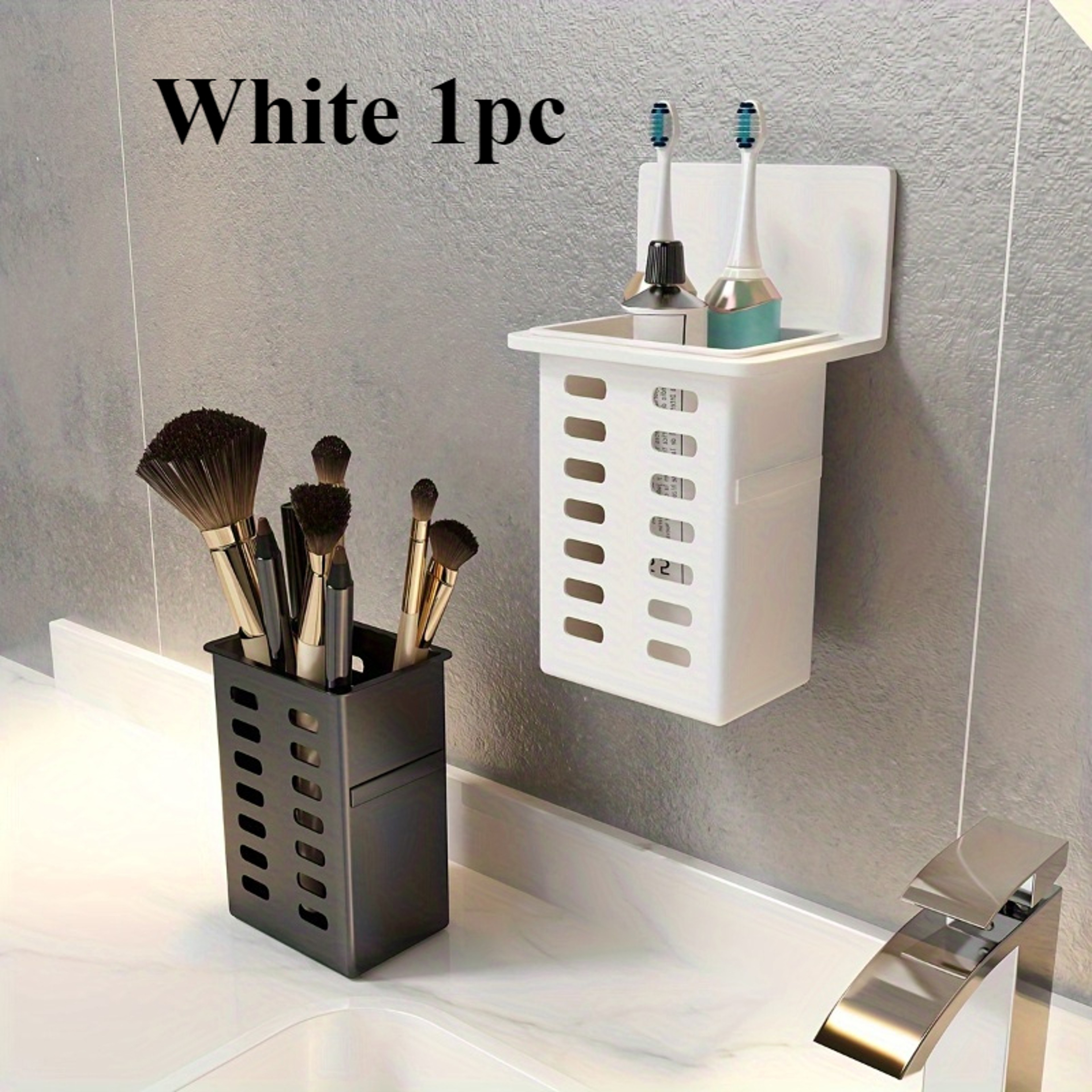 Functional Toothpaste and Toothbrush Bathroom Stand, Wall-Mounted Toothbrush Storage Rack, Bathroom Storage Organizer – view 7