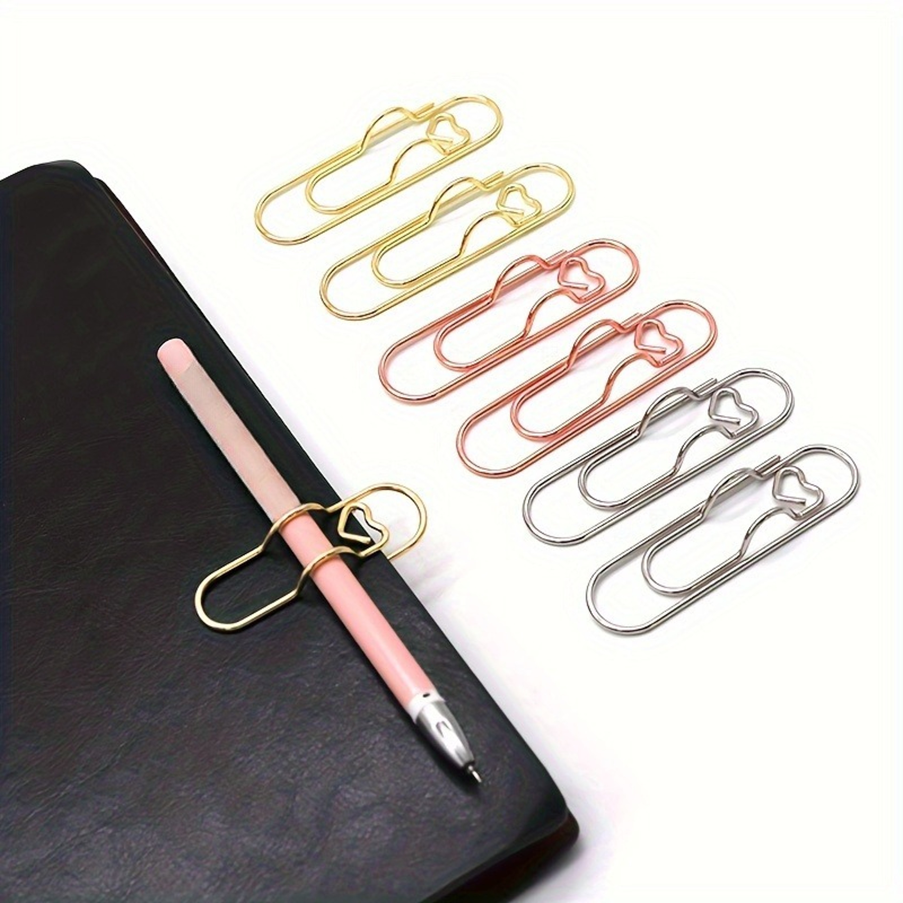 Multi Functional Pen Clip Pen Hanging Love Paper Clip Pen Button Notebook Accessories Fixed Seat Pe 0