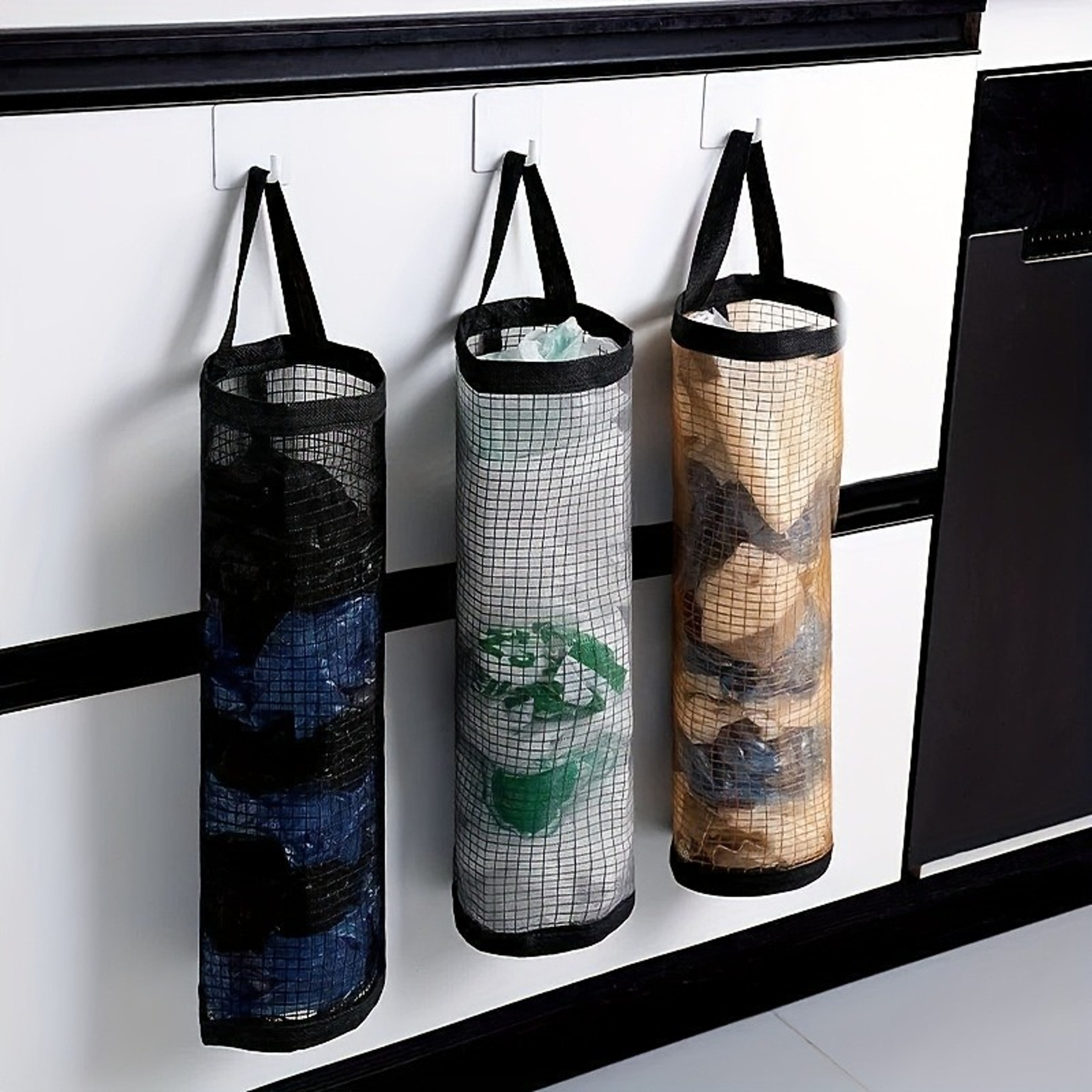 WallMounted Plastic Bag With Hook Foldable Breathable Mesh Garbage Bag For Any Room 3