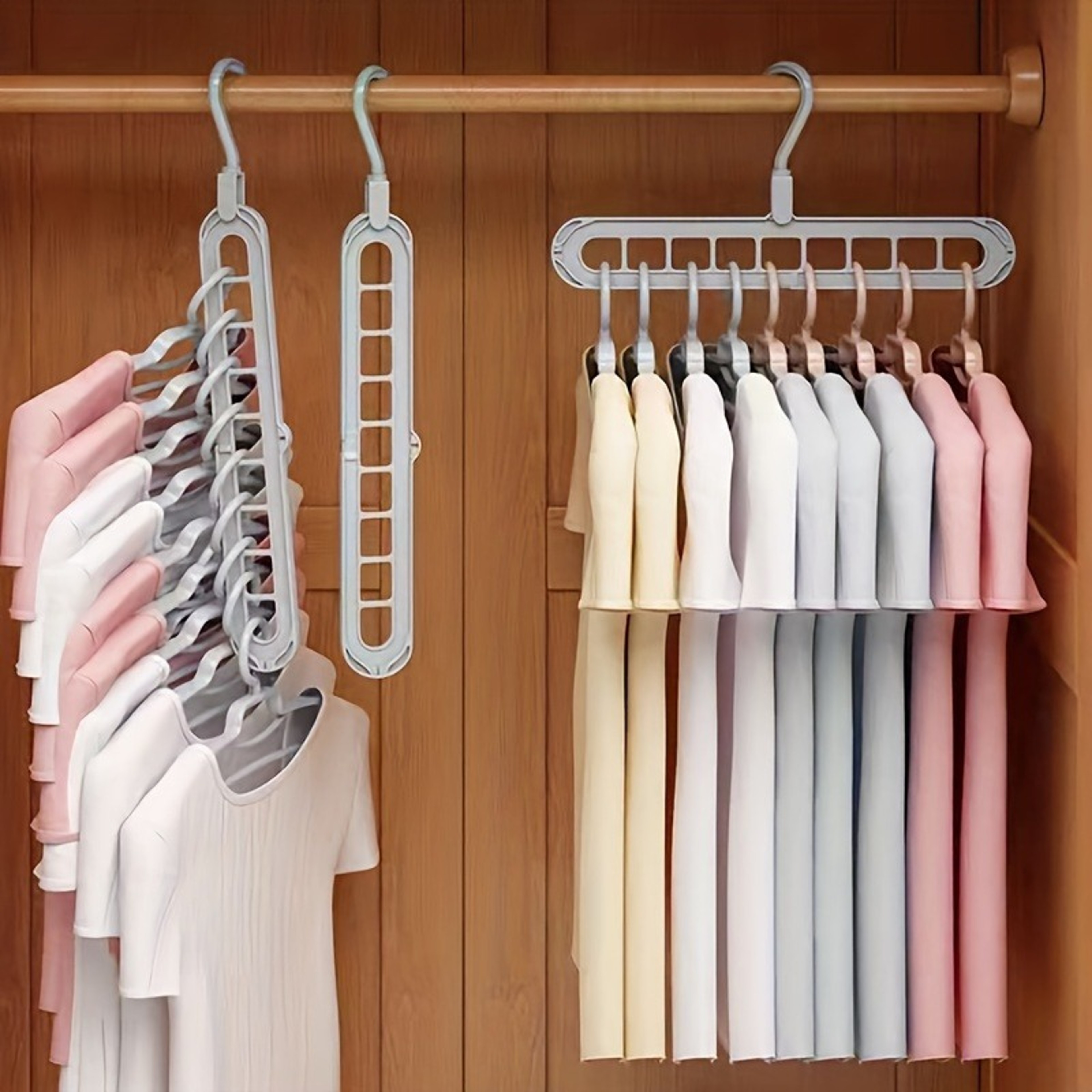 Multi functional folding clothes storage hanger, household dormitory clothes hanging hanger, folding clothes storage – view 3