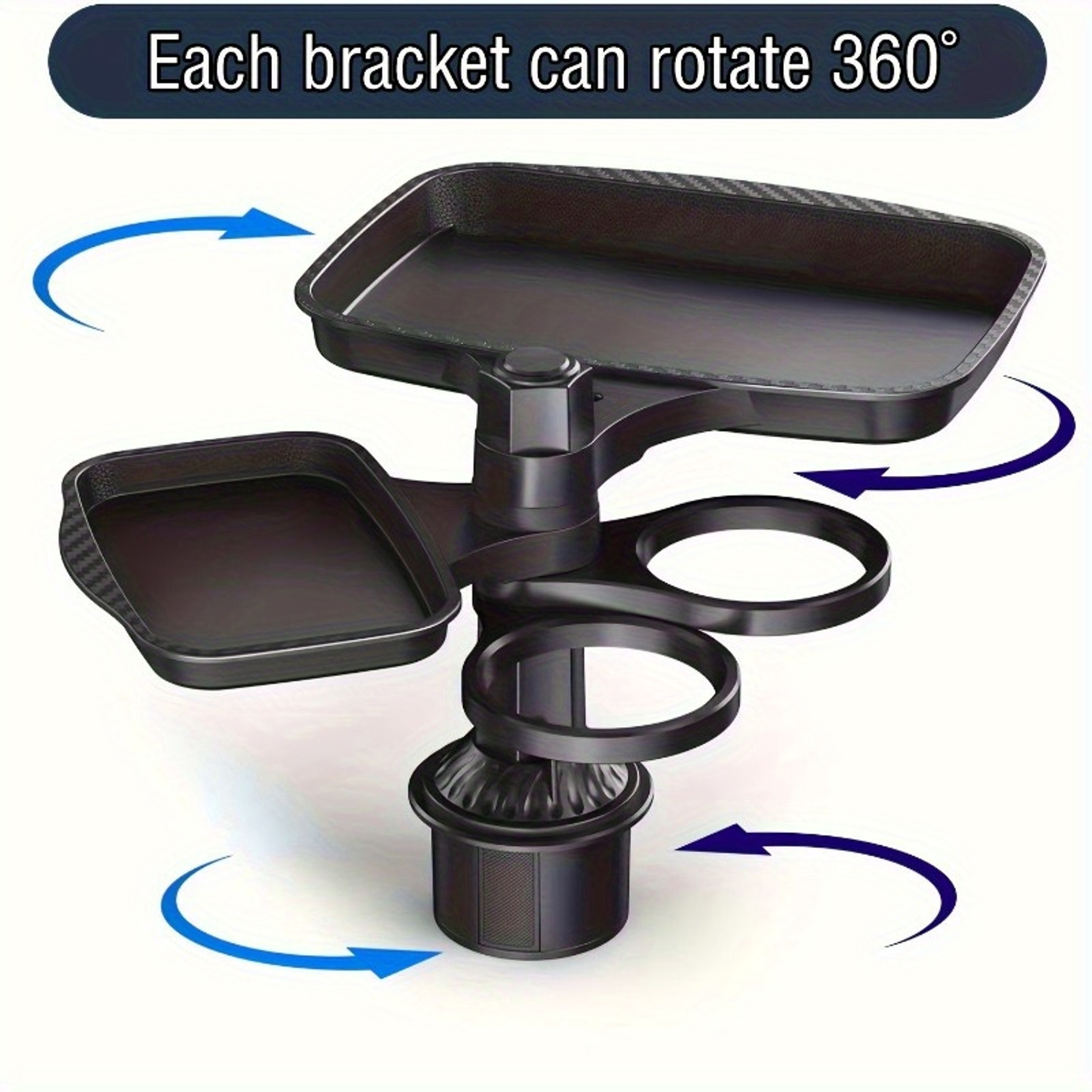 Detachable Car Cup Holder Tray Expandable Food Table With 360 Rotating Design 5