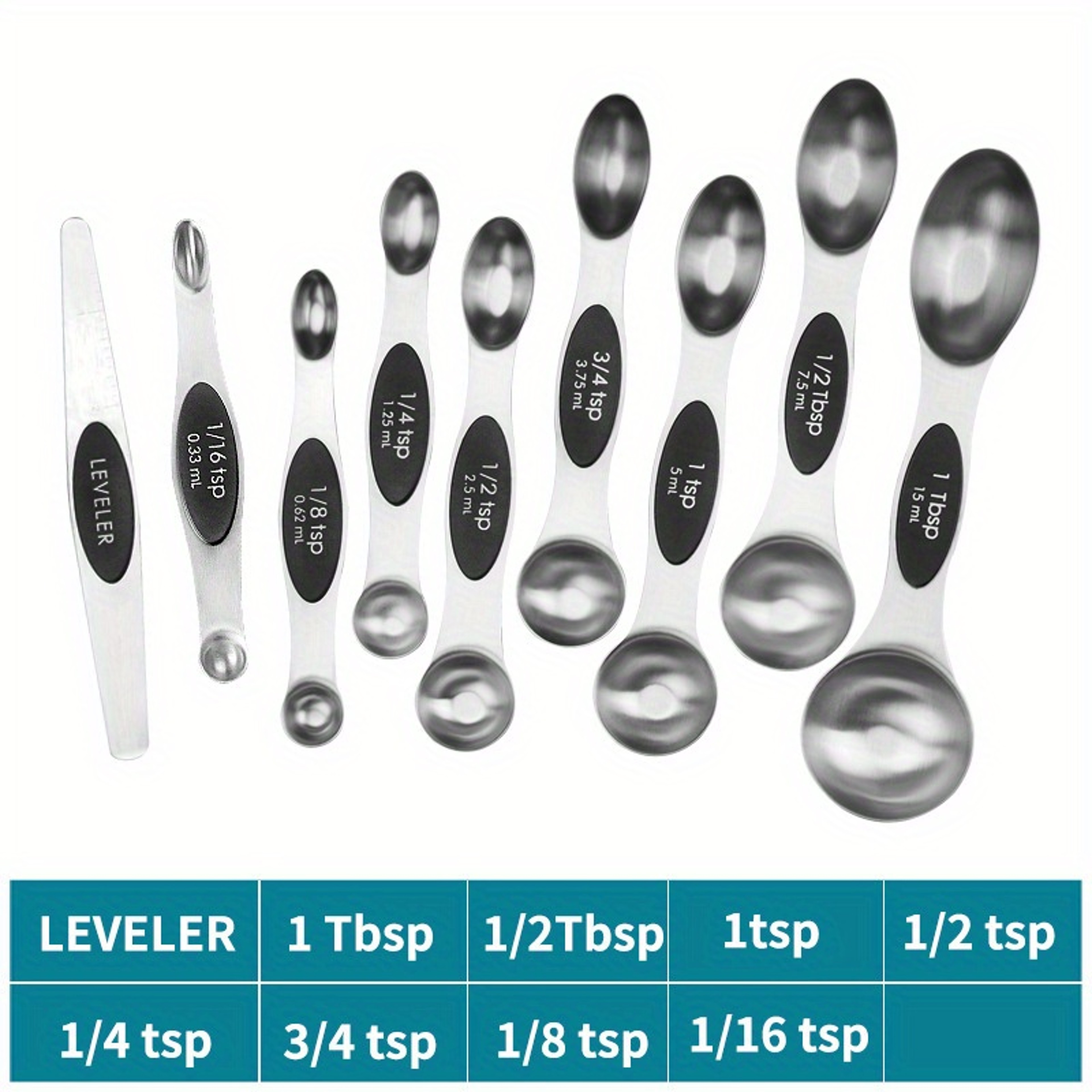 Stainless Steel Magnetic Measuring Spoon Set Double Headed Scale Spoon Baking Tool 7