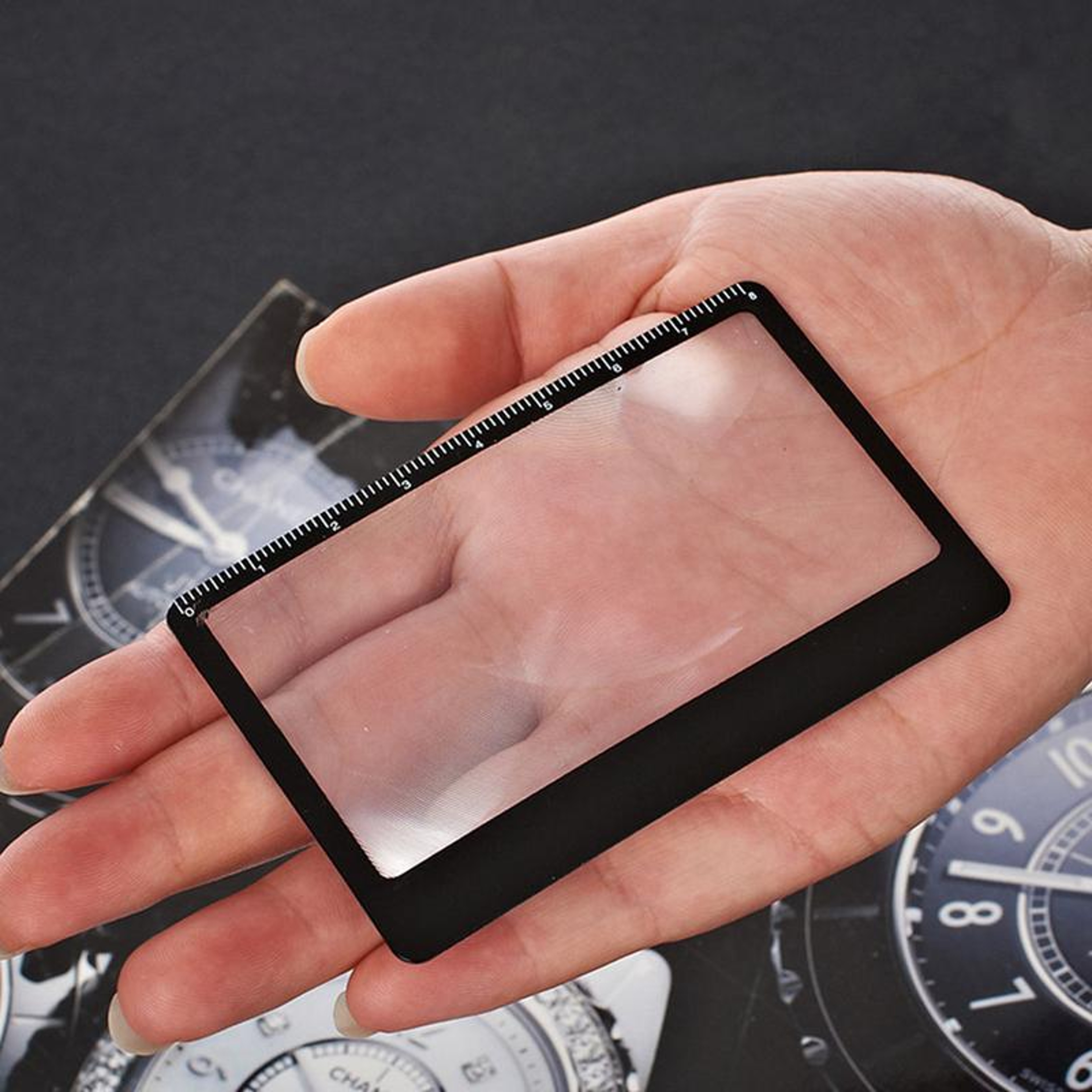 Mini Magnifying Glass Wallet Card Ruler For Reading  Survival 0