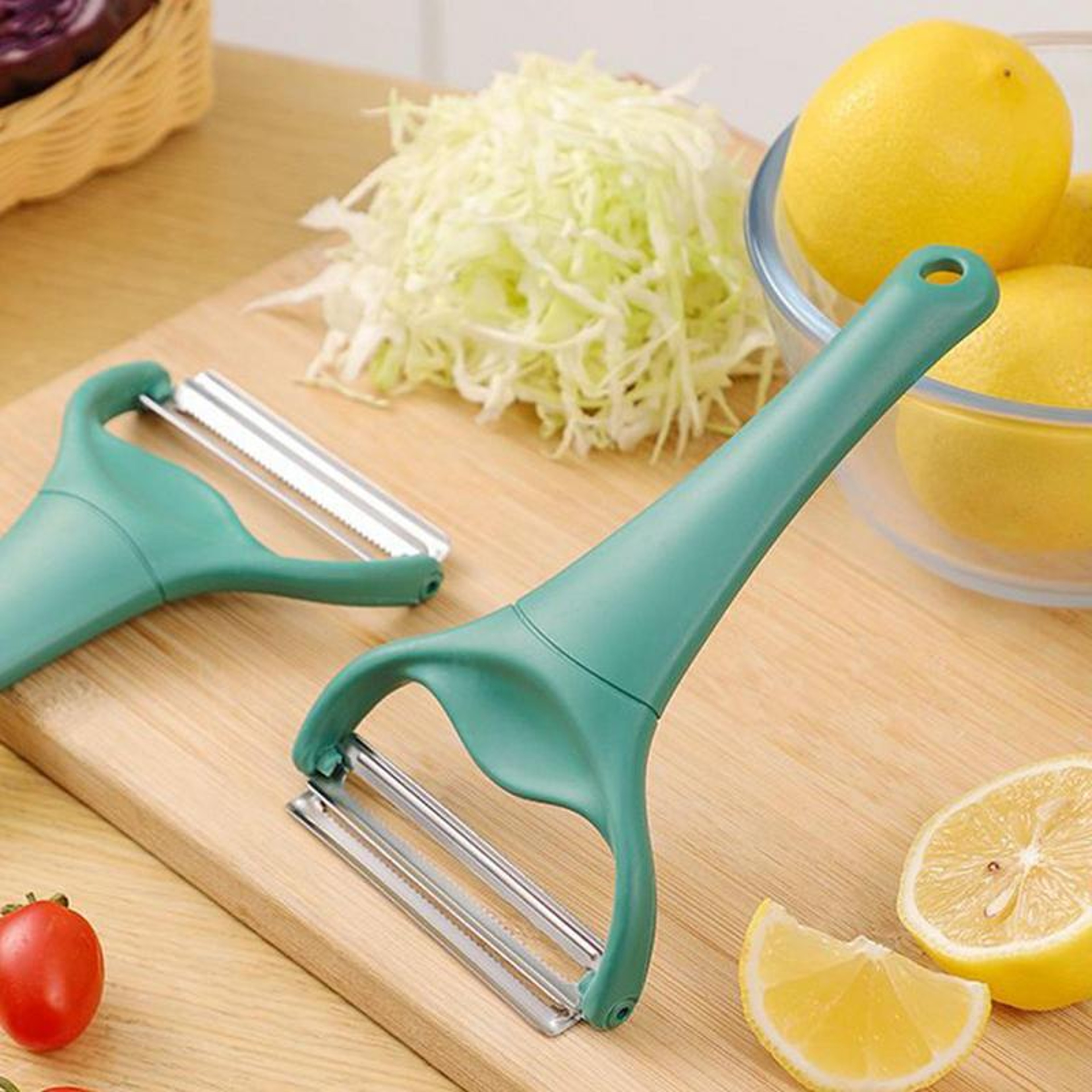 Cabbage Slicer Shredder Handheld, Stainless Multi Function Vegetable Cucumber Chopper, Double headed Potato Peeler – view 4