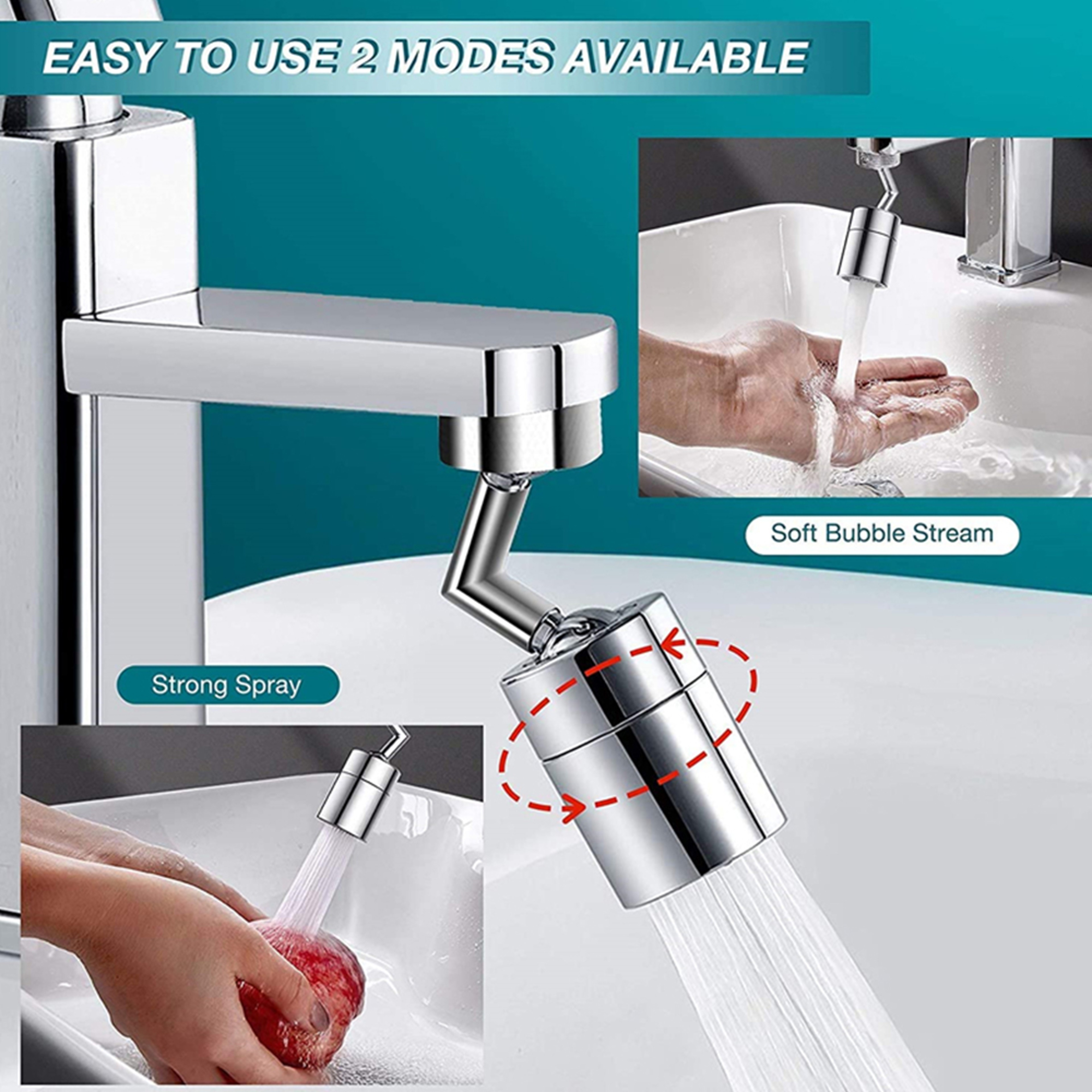 Rotatable Kitchen Faucet Aerator Nozzle Extender Saving Water Sprayer – view 3