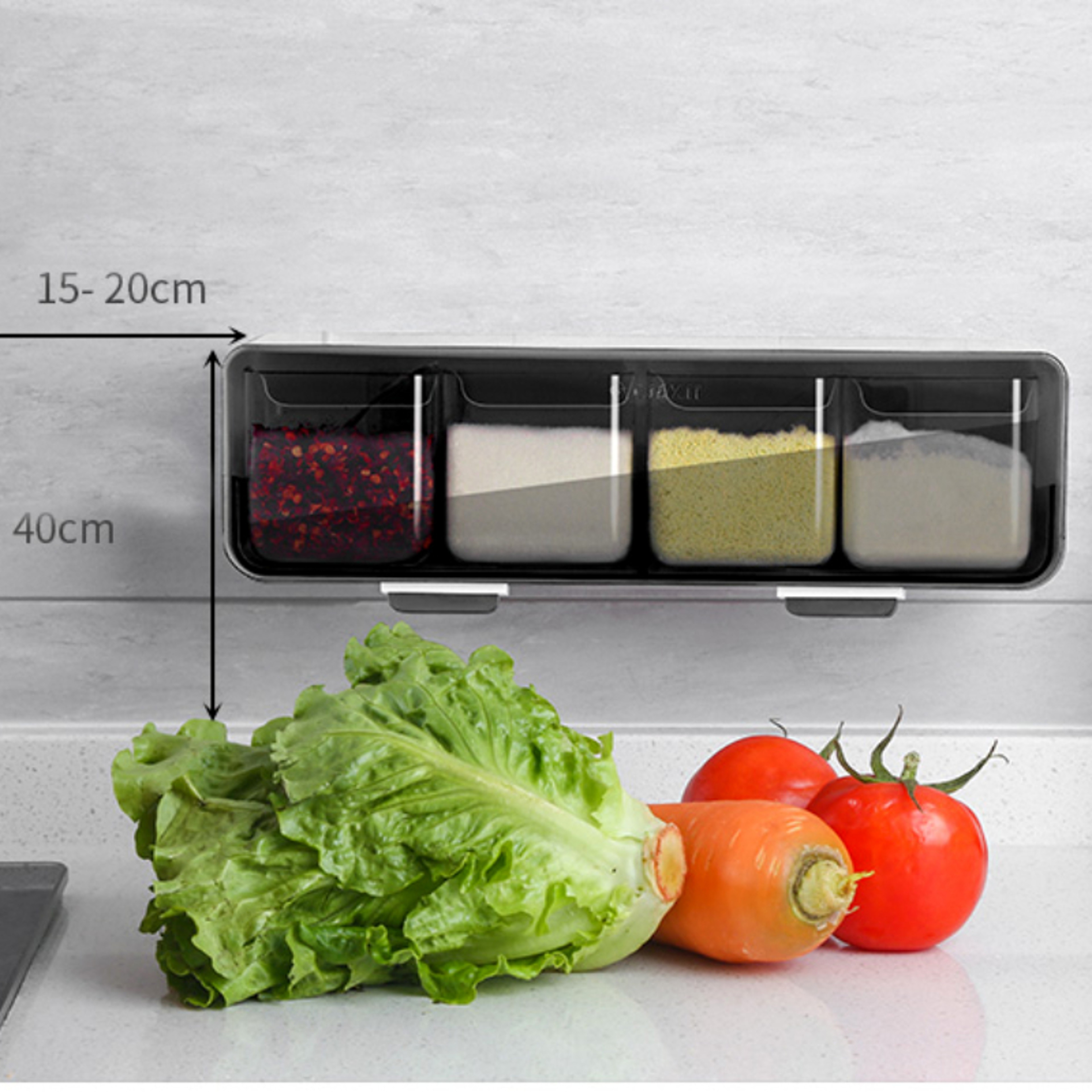 Kitchen Wall-mounted Spice Rack, Salt Pepper Seasoning Box Organiser, Spice Jar Sugar Bowl Set for Kitchen Gadget – view 6