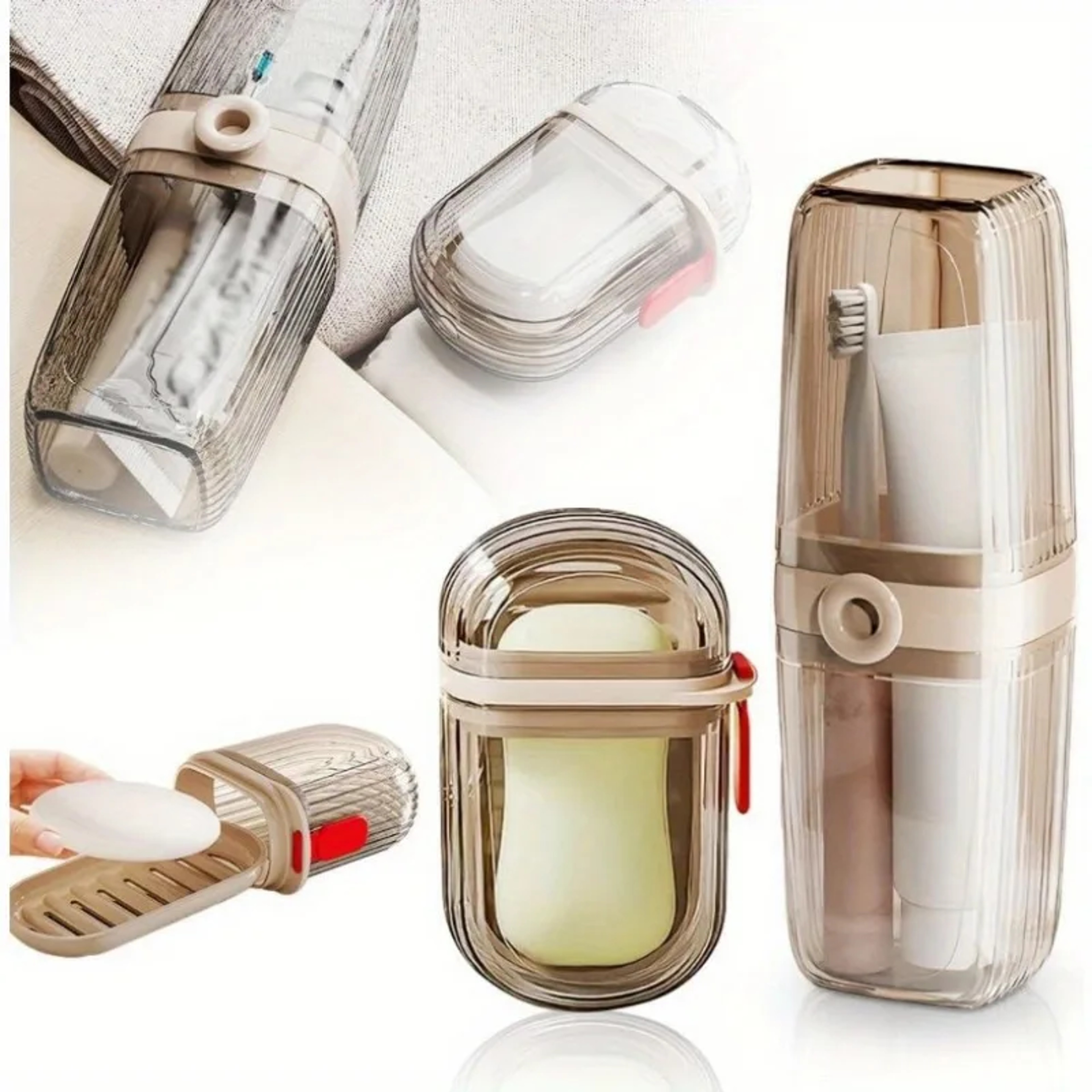 Portable Travel Soap Box Bathroom Accessories Durable Plastic Toothbrush Holder Set Perfect For Cam