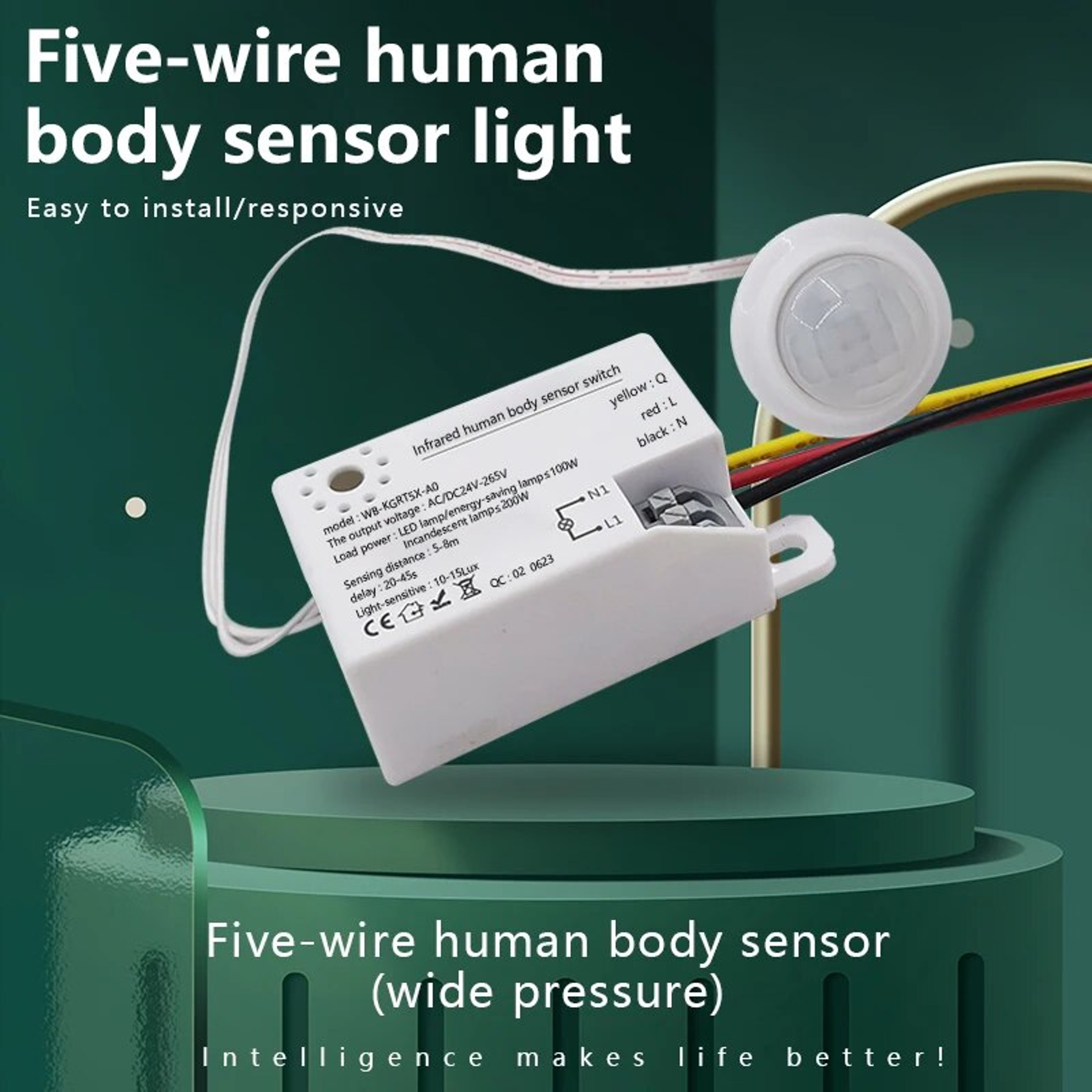 Infrared Body Motion Sensor Switch Auto LED Lamp Control Smart Home Lighting Adjustable Delay Timer 1